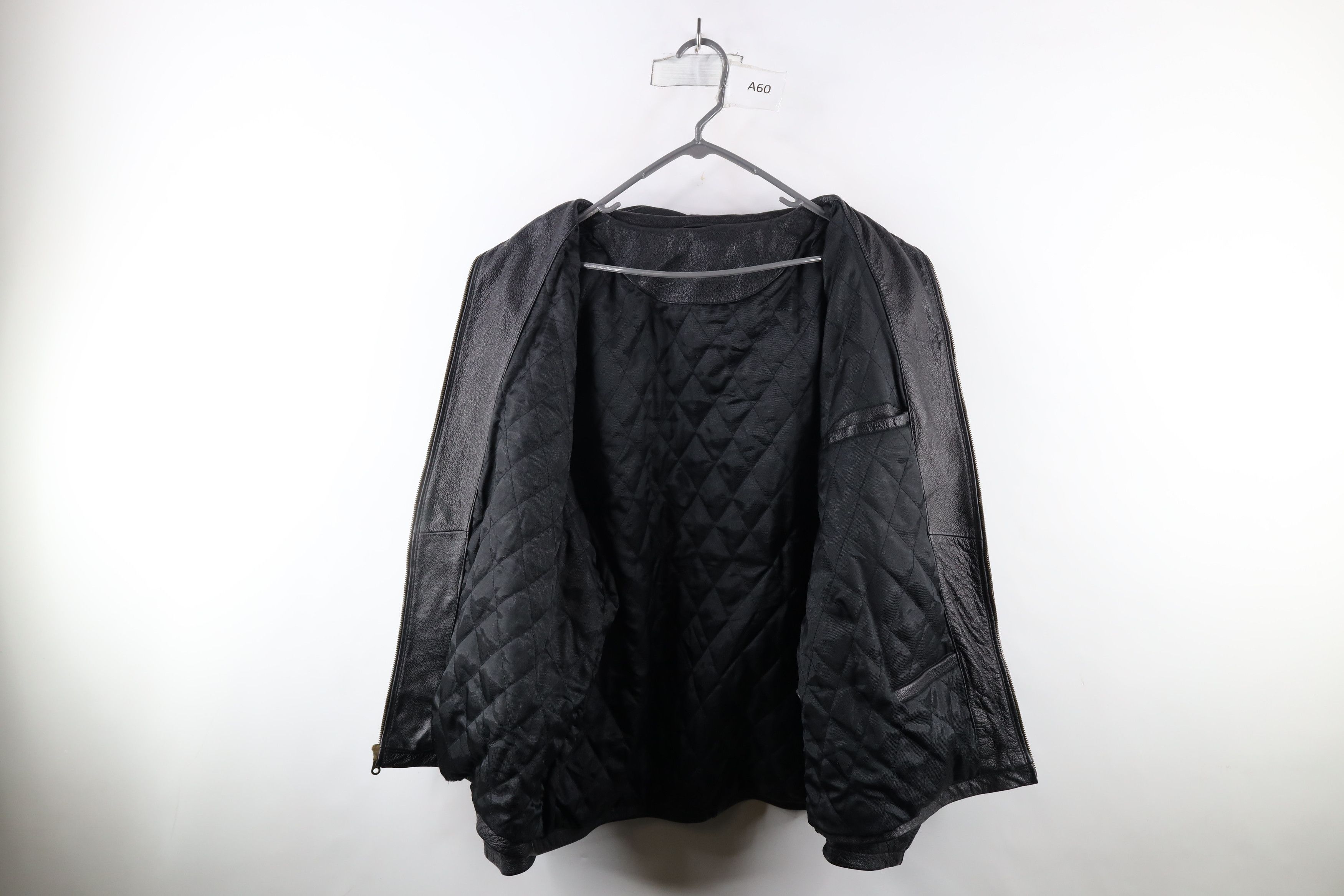 Vintage Vintage 90s Streetwear Lined Leather Bomber Jacket Black Size US XL / EU 56 / 4 - 6 Thumbnail