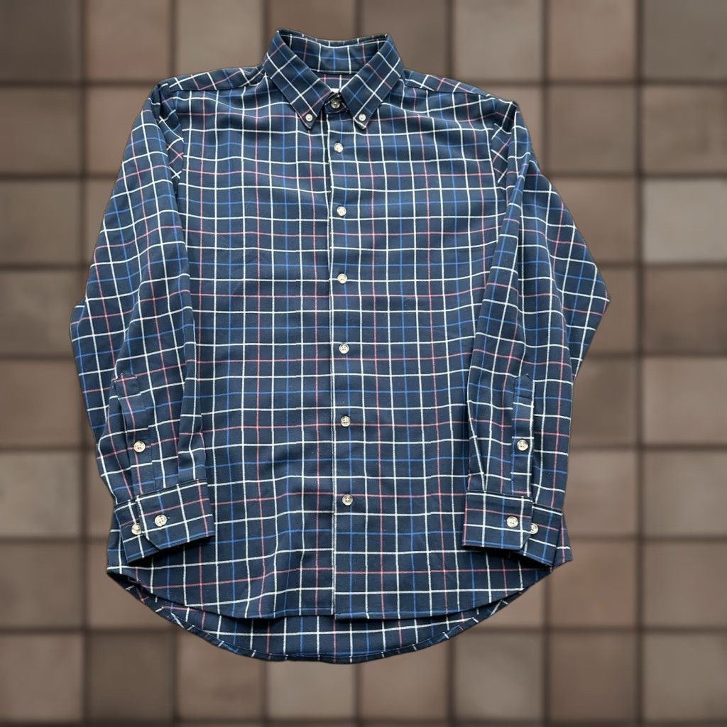 Mizzen+Main Mizzen+Main Shirt Medium Plaid Navy Button-Up Long Sleeve Multicolor Polyester Spandex Mens Size US M / EU 48-50 / 2 - 1 Thumbnail