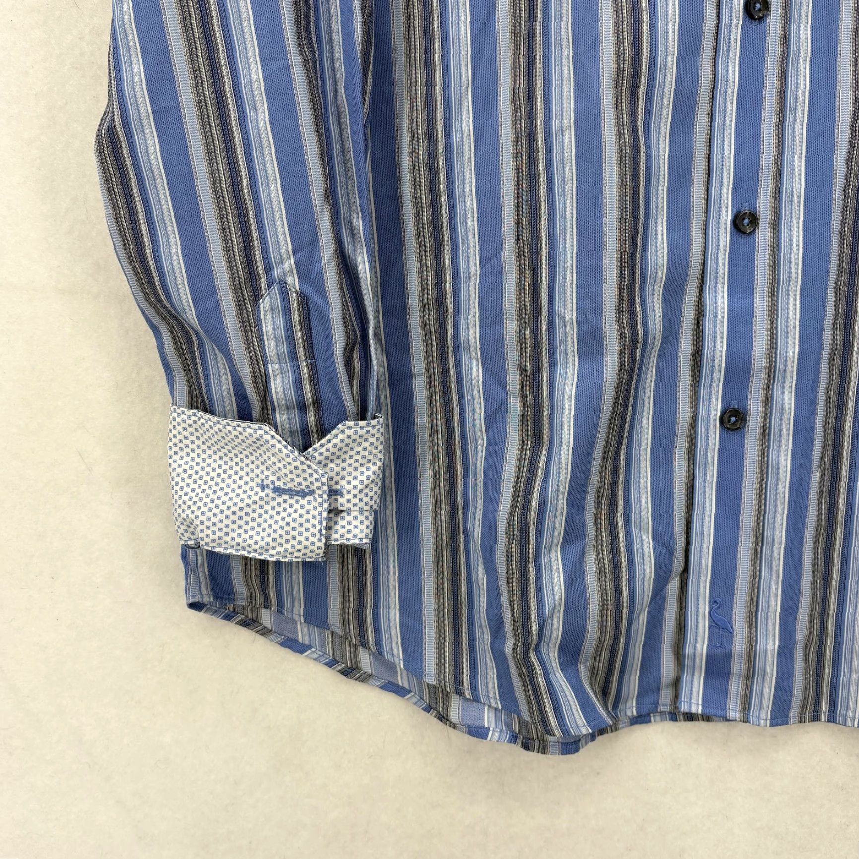 Tailorbyrd TailorByrd Dress Shirt Mens XL Blue Stripe Slim Long Sleeve Business NWOT Size 46R - 4 Thumbnail