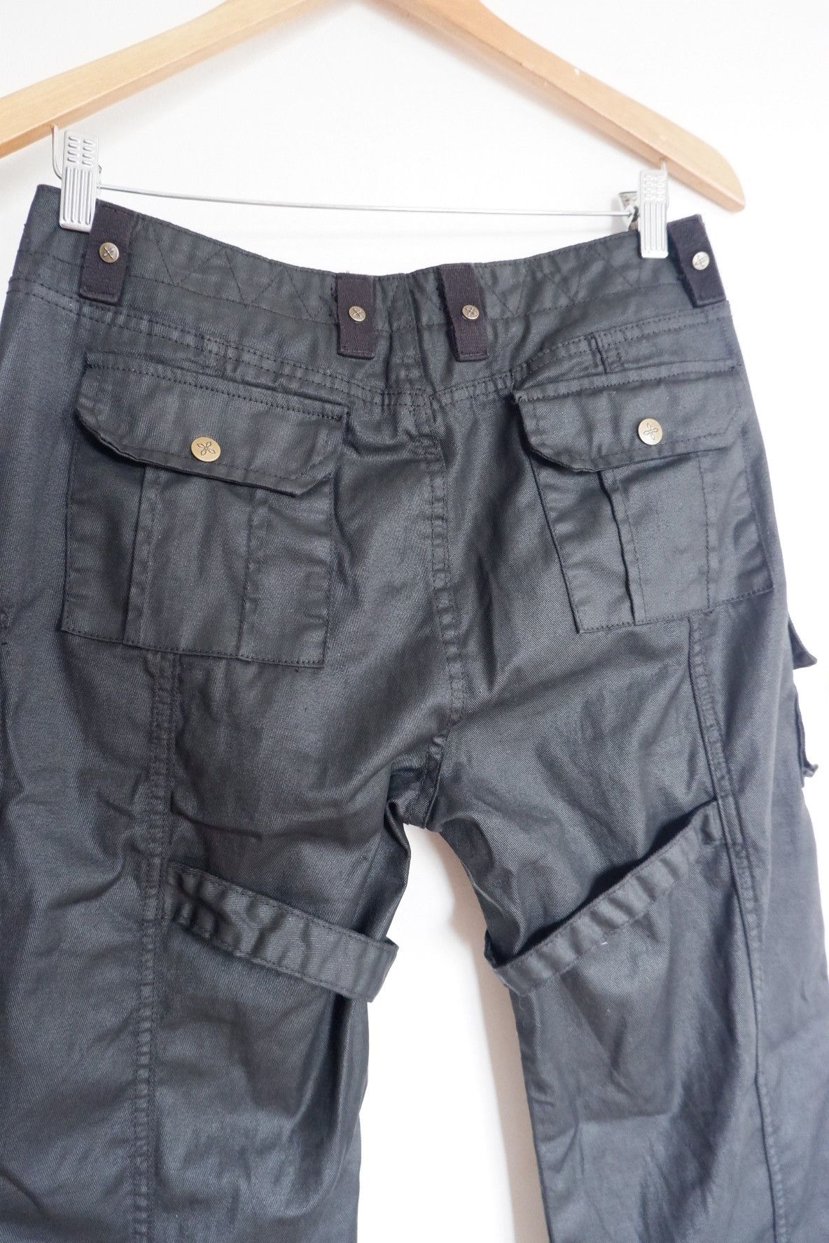 Japanese Brand SMFK - Black Coated Bondage Cargo Wide Leg Pants Size US 29 - 5 Thumbnail