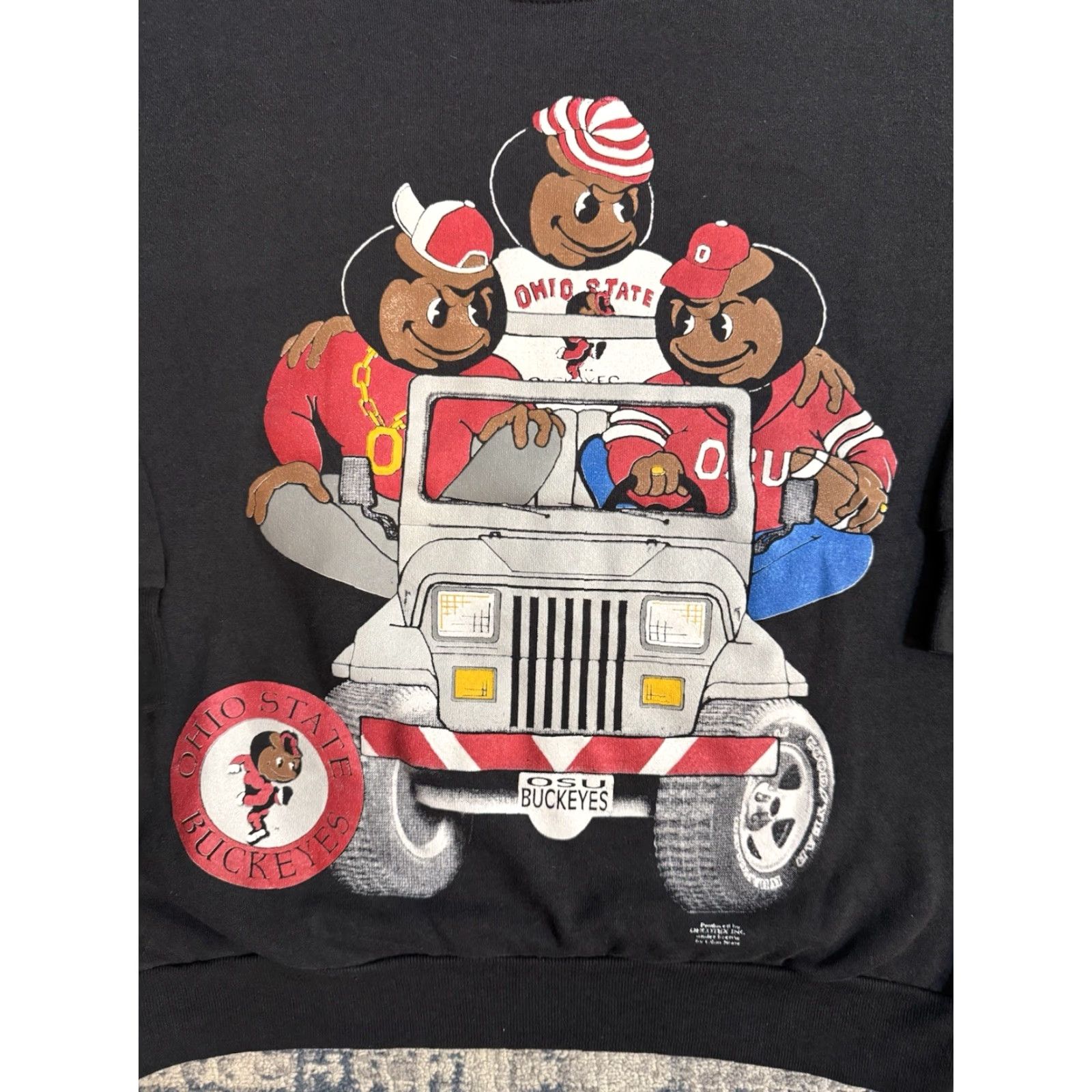 Tultex VINTAGE Ohio State Buckeyes Jeep Rap Tee Sweatshirt XL OSU College Sports Crew Neck Men Cotton Polyester Black Graphic Print 90s Size US XL / EU 56 / 4 - 2 Thumbnail