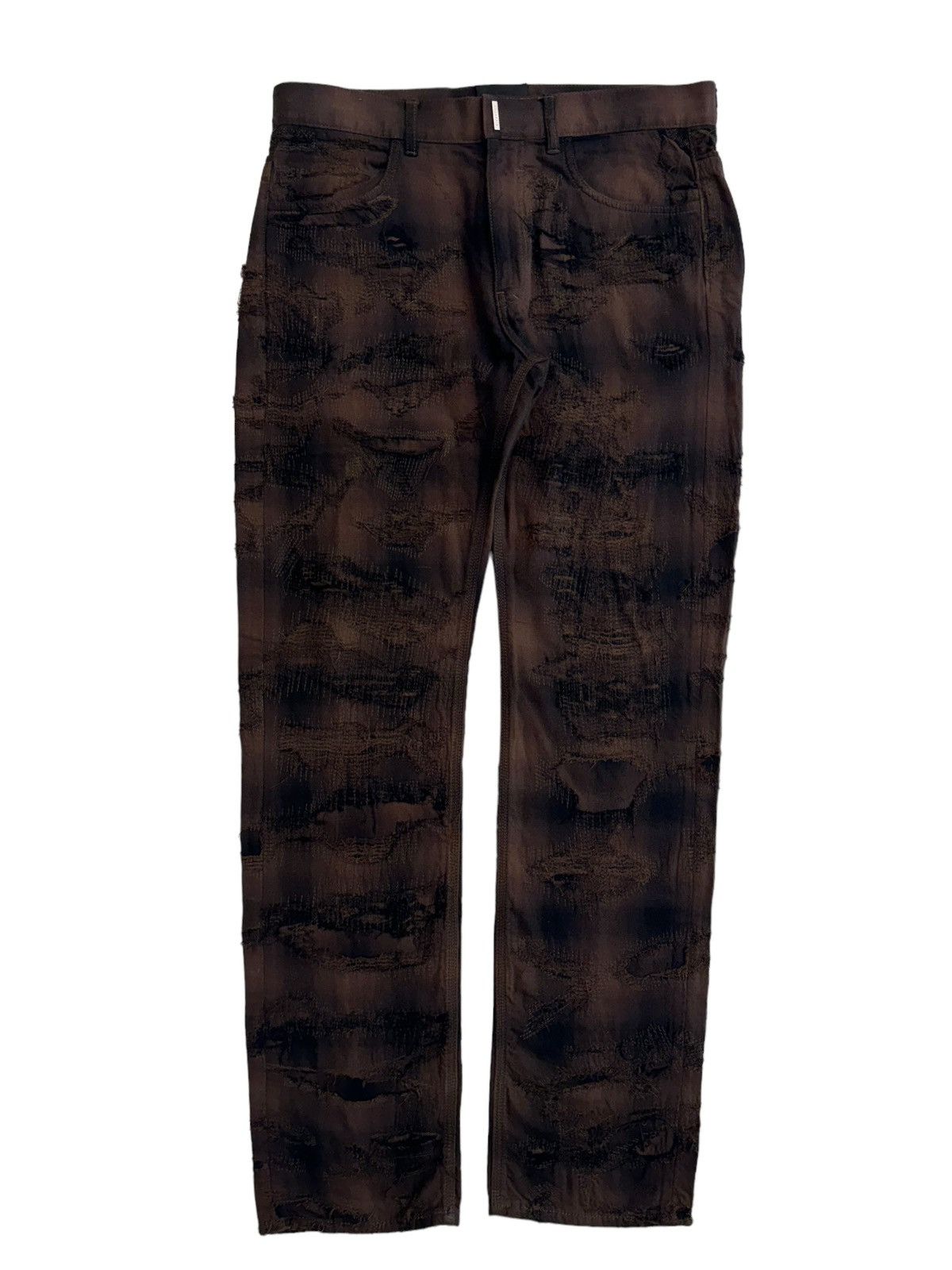 Givenchy SS22 Givenchy Boro Distress Checker Plaid Straight Leg Pants Size US 34 / EU 50 - 1 Thumbnail