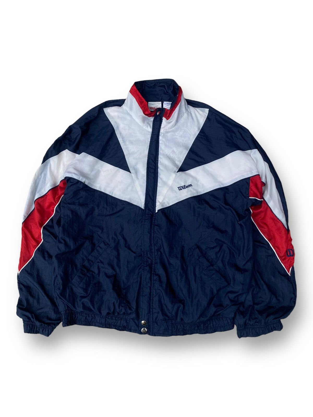 image of Vintage 90's Wilson Colour Blocking Zip Up Jacket. C2 in Blue, Men's (Size Medium)