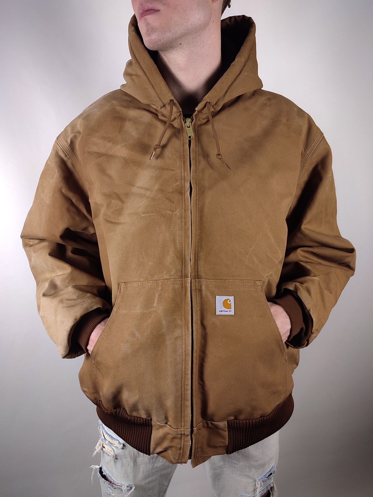 Carhartt × Vintage 90s Vintage Carhartt Oversized Faded Brown Workwear Jacket Size US XXL / EU 58 / 5 - 3 Thumbnail
