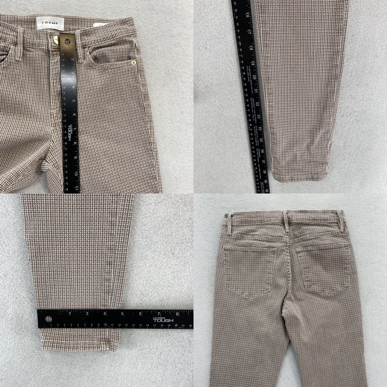 Frame FRAME Le High Skinny Jeans Womens 25 Houndstooth Stretch Pants Brown Plaid Multi 5-Pocket Zipper Button Slim Rise High Vintage N/A Size 42" / US 20 - 8 Thumbnail