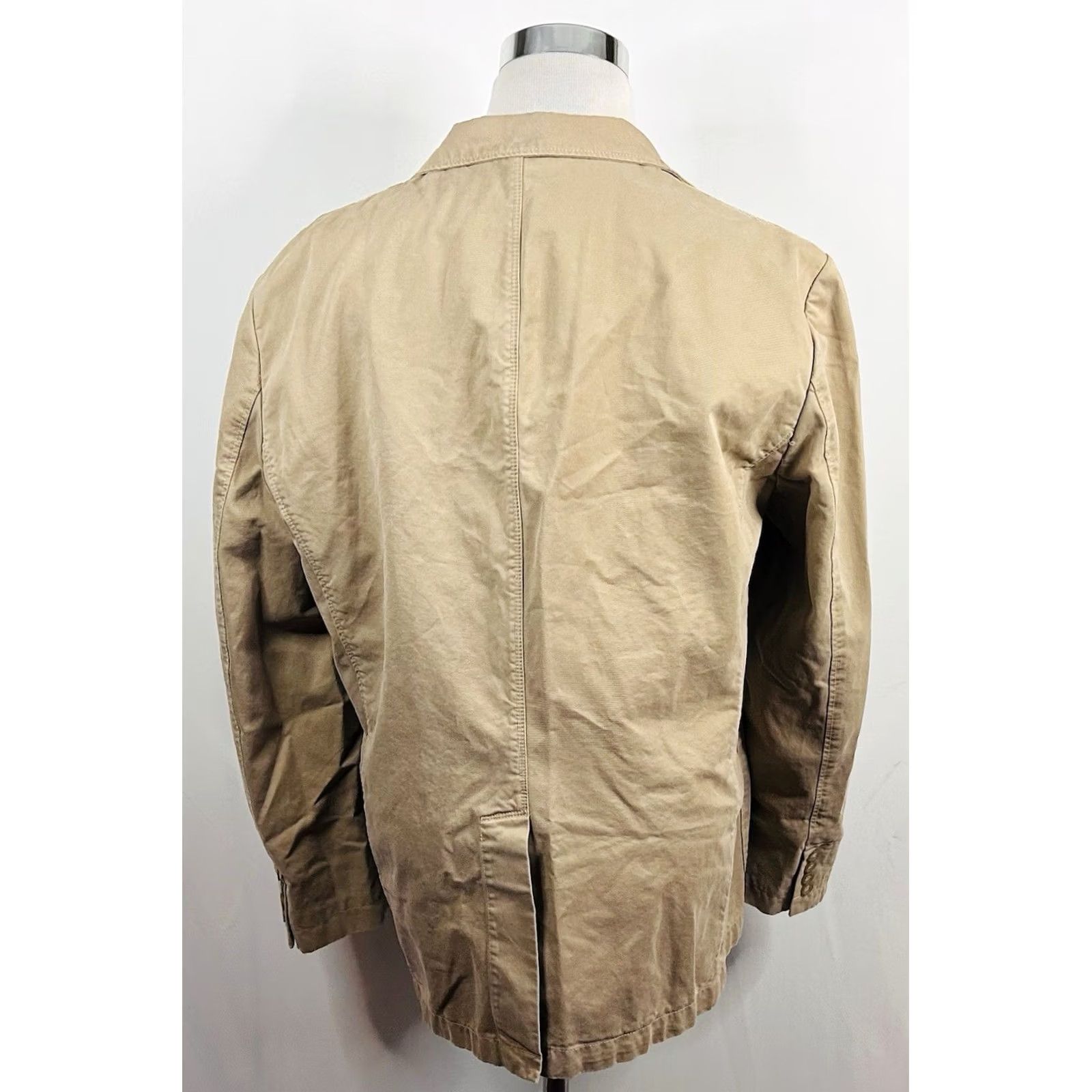 J.Crew NWT J.CREW XL Beige 100% Cotton Chino Sport Coat Three-Button Single-Vented Notch Lapel Men’s/Adult Regular Fit Jacket Coat Wool Free Size US XL / EU 56 / 4 - 6 Thumbnail