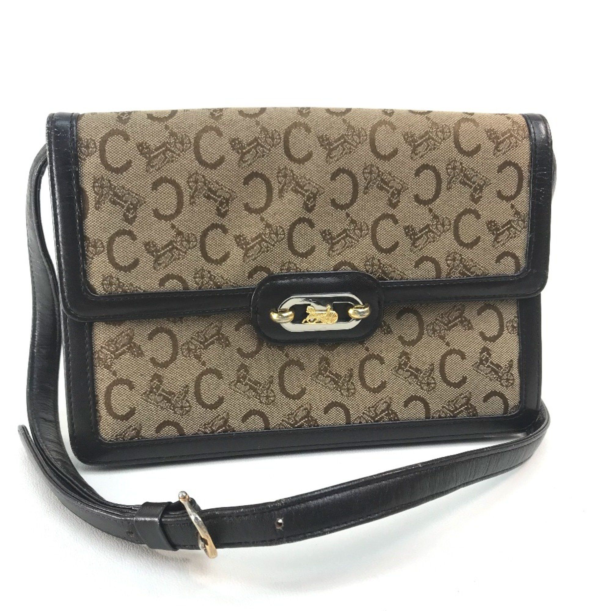 Celine CELINE Carriage Hardware Logo bag old Shoulder Bag Beige x Dark Brown Size ONE SIZE - 1 Thumbnail
