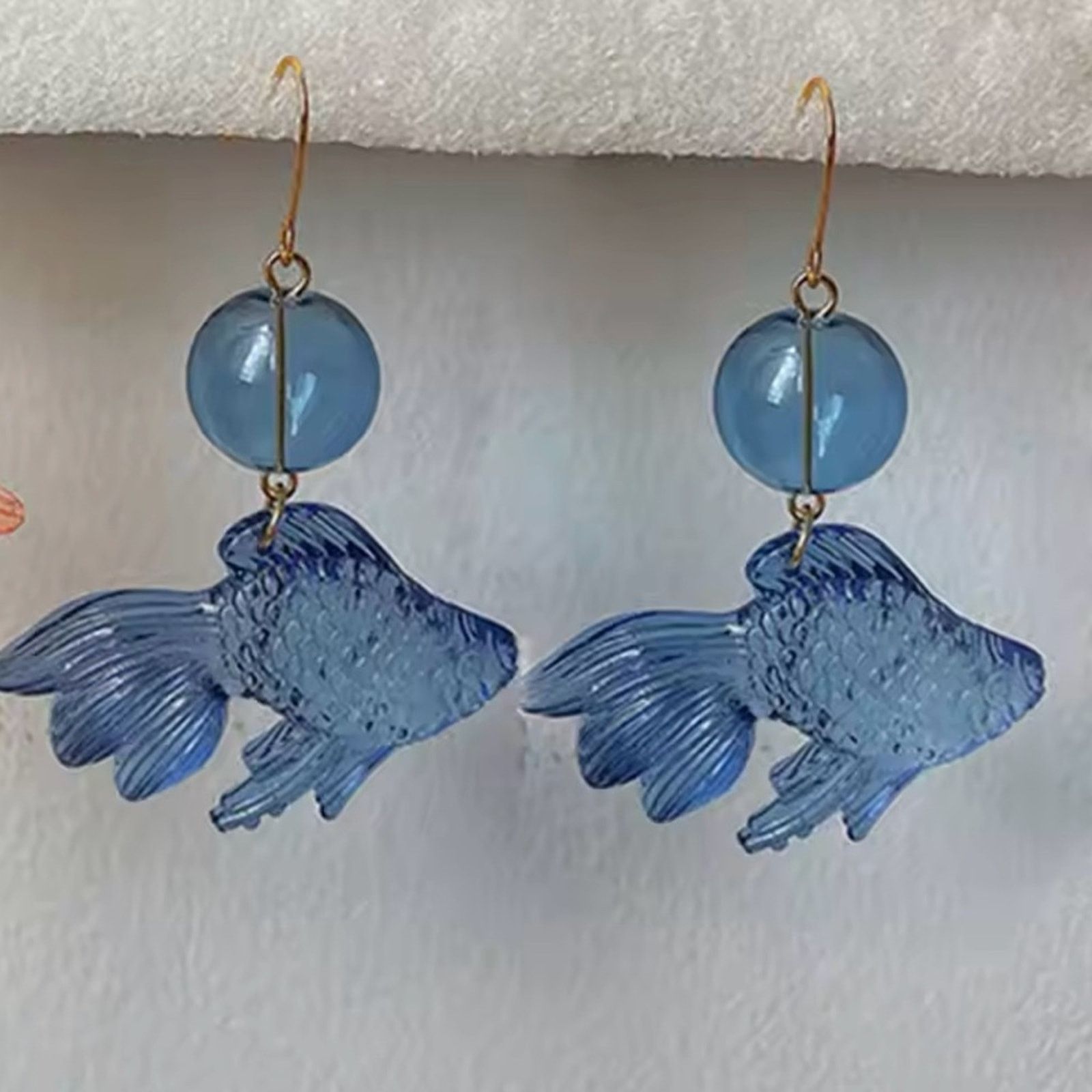Other Designer Goldfish Dangle Earrings Sweet Resin Fish Drop Size ONE SIZE - 1 Thumbnail