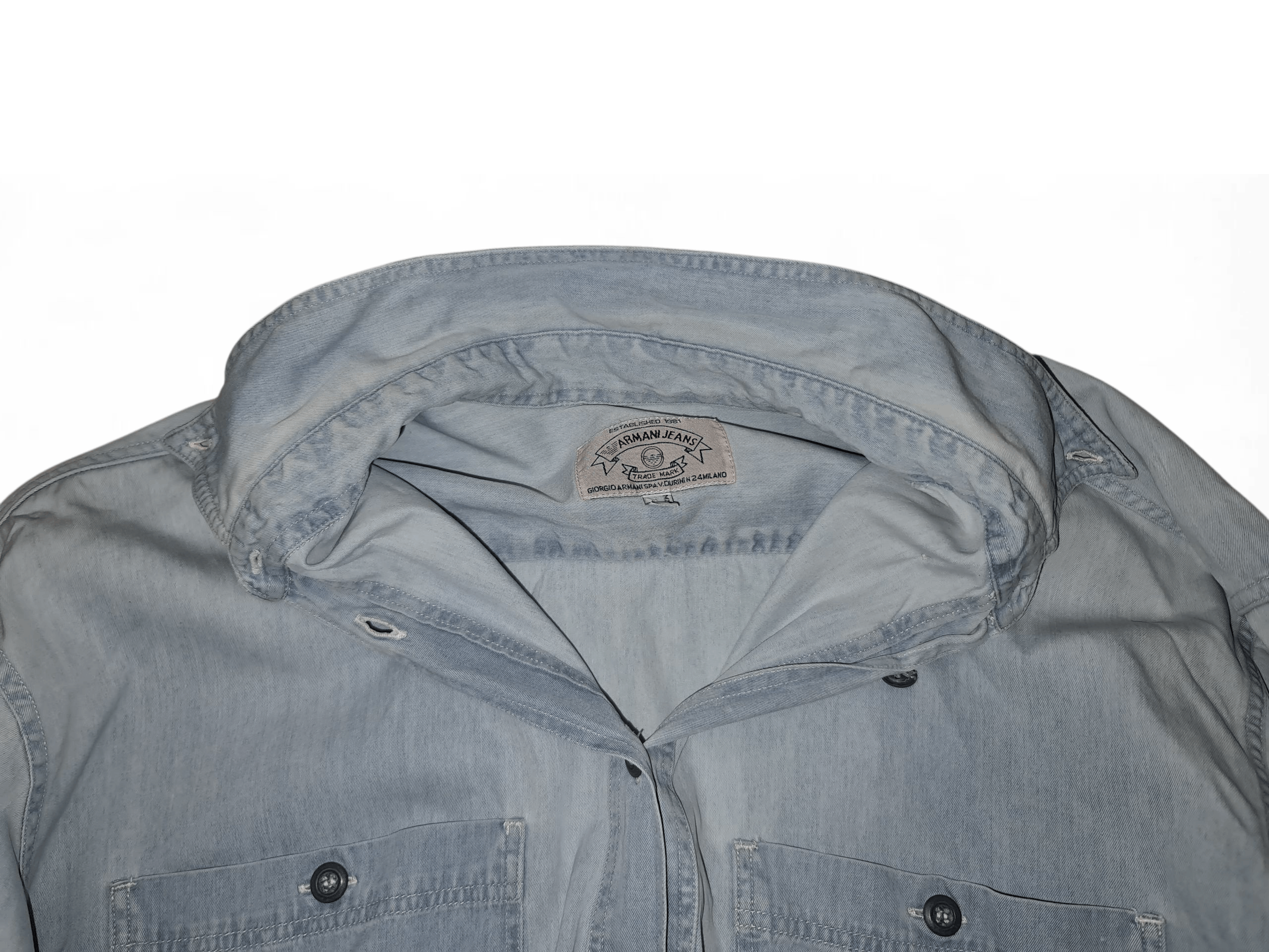Emporio Armani 90s Vintage Jeans Style Armani Blue Shirt Size US L / EU 52-54 / 3 - 5 Thumbnail