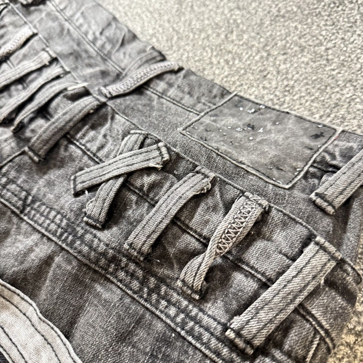 Le Grande Bleu (L.G.B.) Japanese y2k Double Waist Black Opium Distressed Denim Size US 32 / EU 48 - 9 Thumbnail