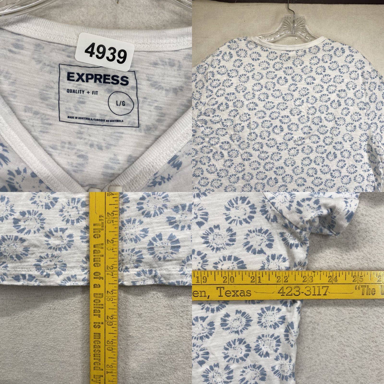 Express VINTAGE Express Men’s T-Shirt Casual Short Sleeve Crew Neck Logo Floral Pattern All Seasons White Large 90s NYC Size US L / EU 52-54 / 3 - 8 Thumbnail