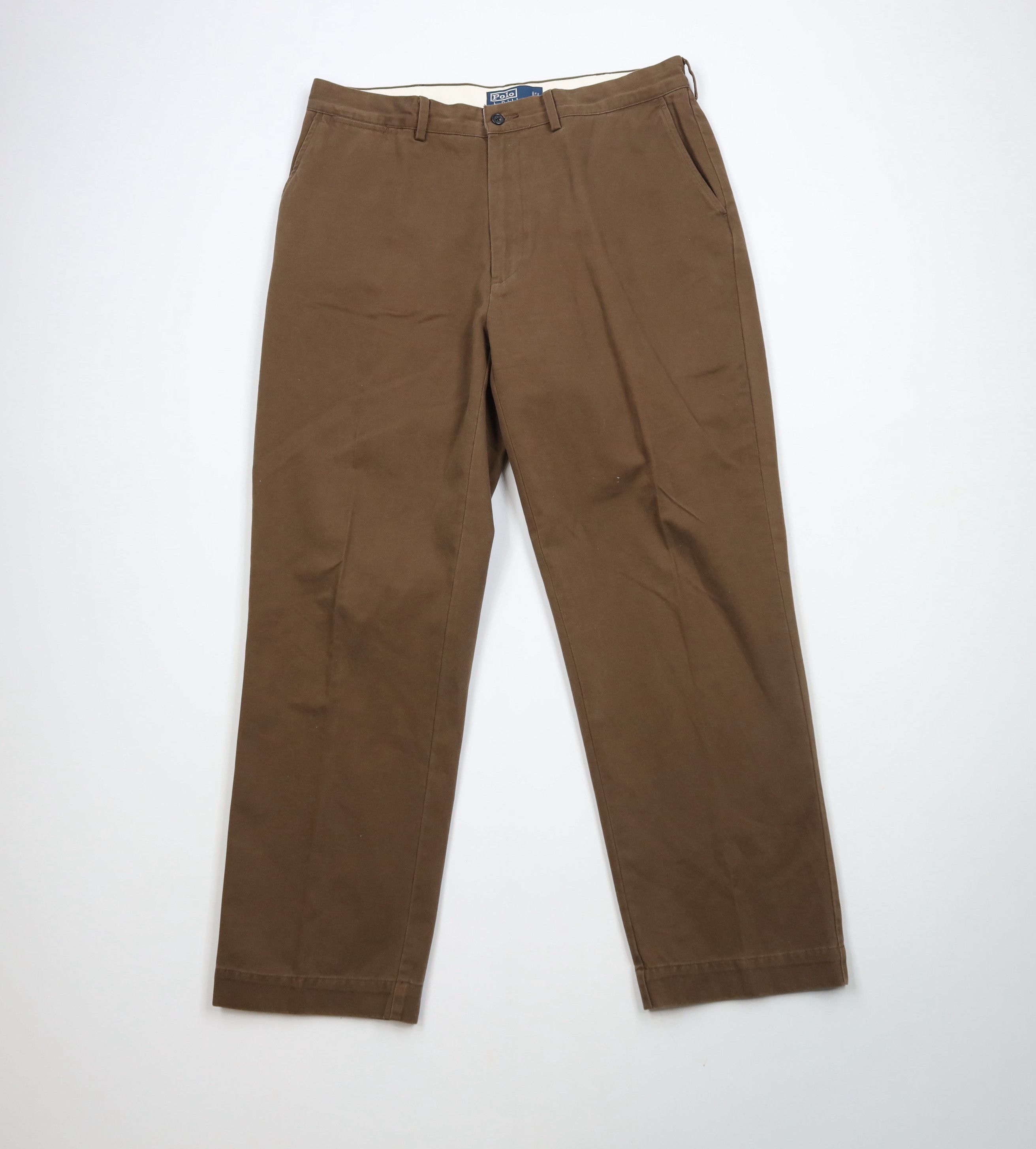 Vintage 90s Ralph Lauren Wide Leg Chino Pants Brown Cotton