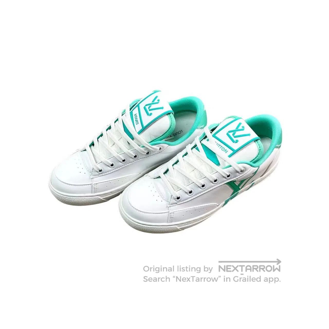 Louis Vuitton Louis Vuitton White and green side logo board shoes| Size US 5 / IT 35 - 1 Thumbnail