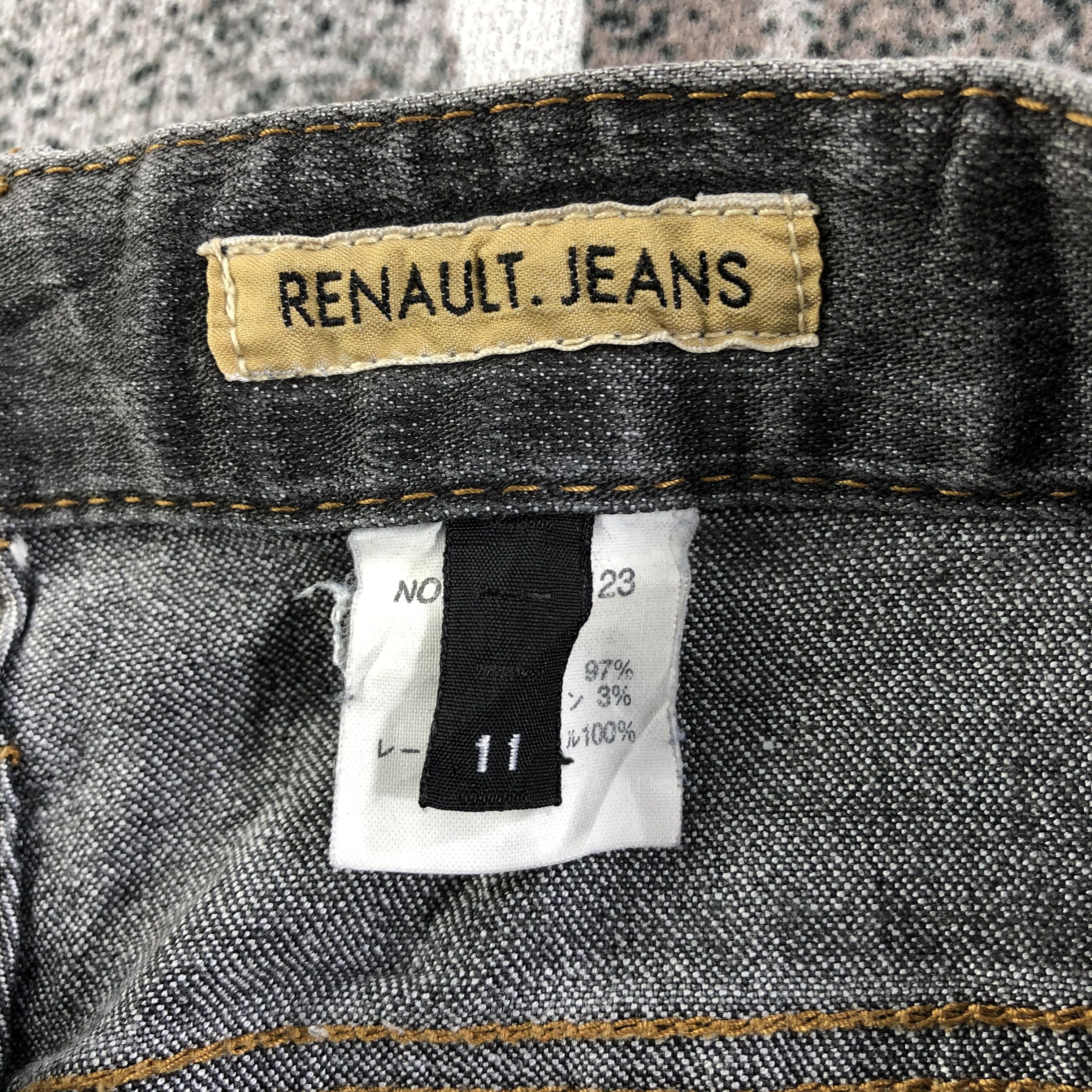 Japanese Brand Vintage Renault Jeans Faded Black Flare Denim KJ1811 Size 29" - 8 Thumbnail