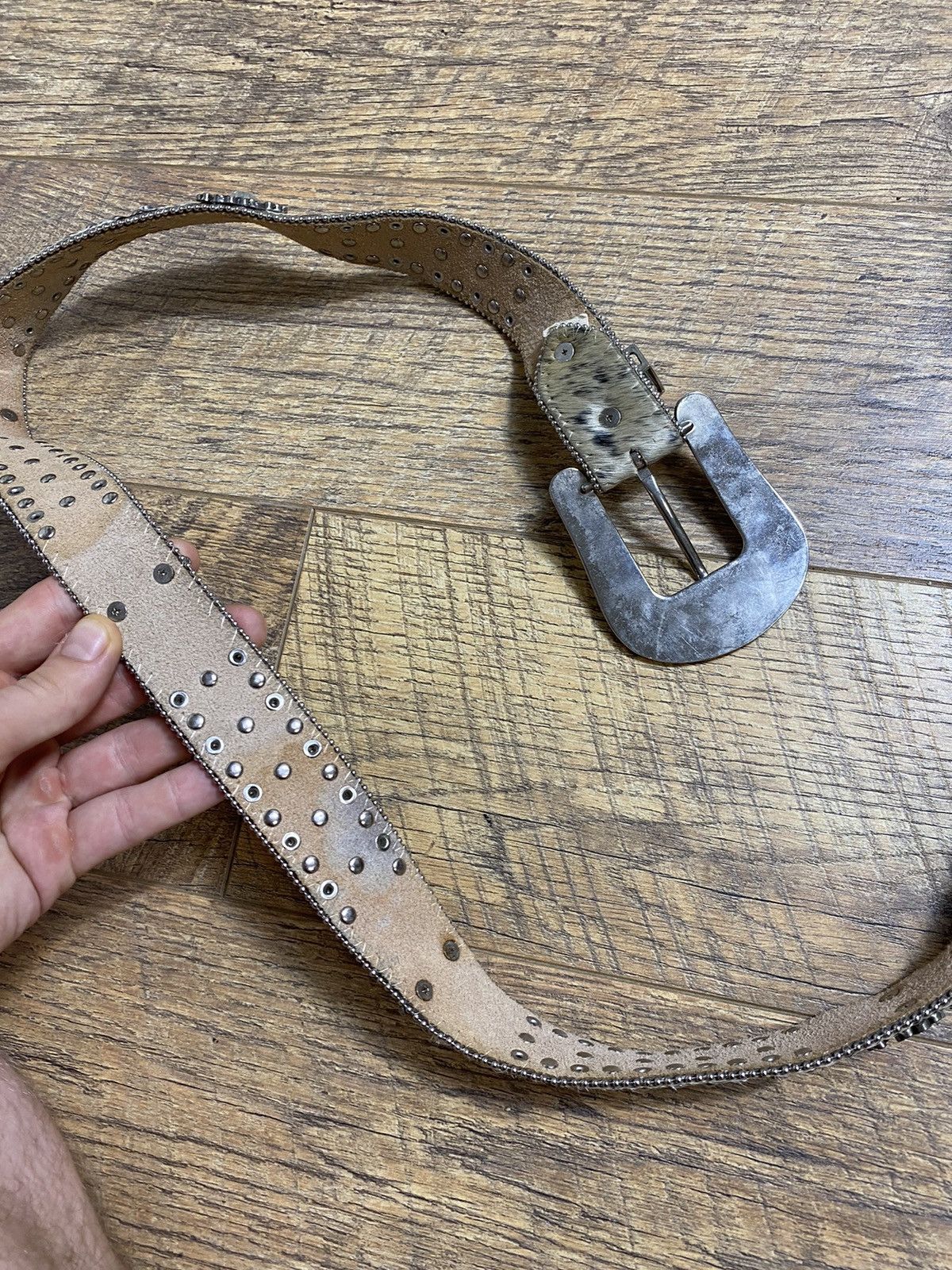 Japanese Brand BHW Western Rhinestone Cowhide Belt Size ONE SIZE - 7 Thumbnail