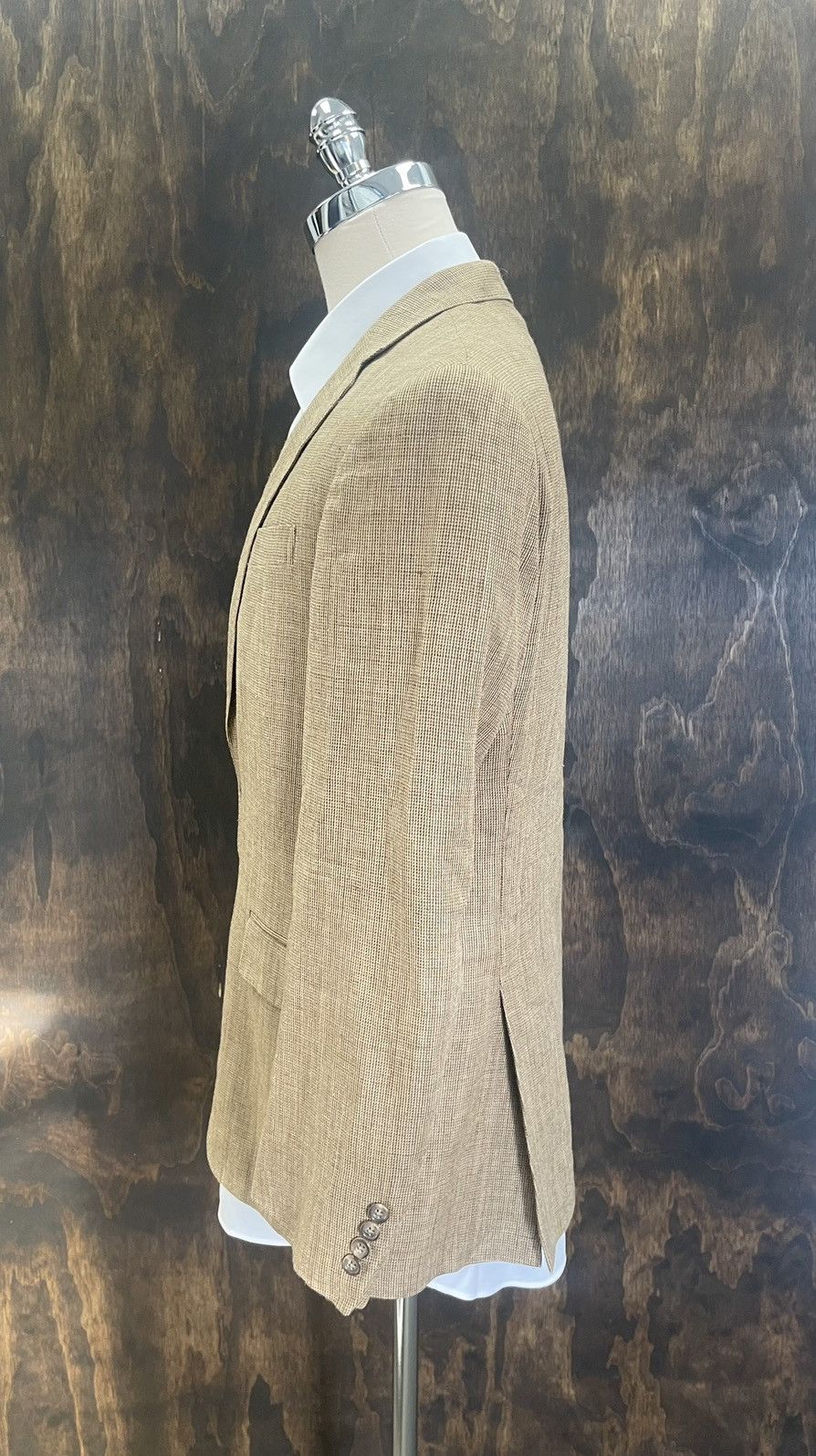 Polo Ralph Lauren Micro Checked Silk & Linen-Blend Tweed Jacket Size 42R - 3 Thumbnail