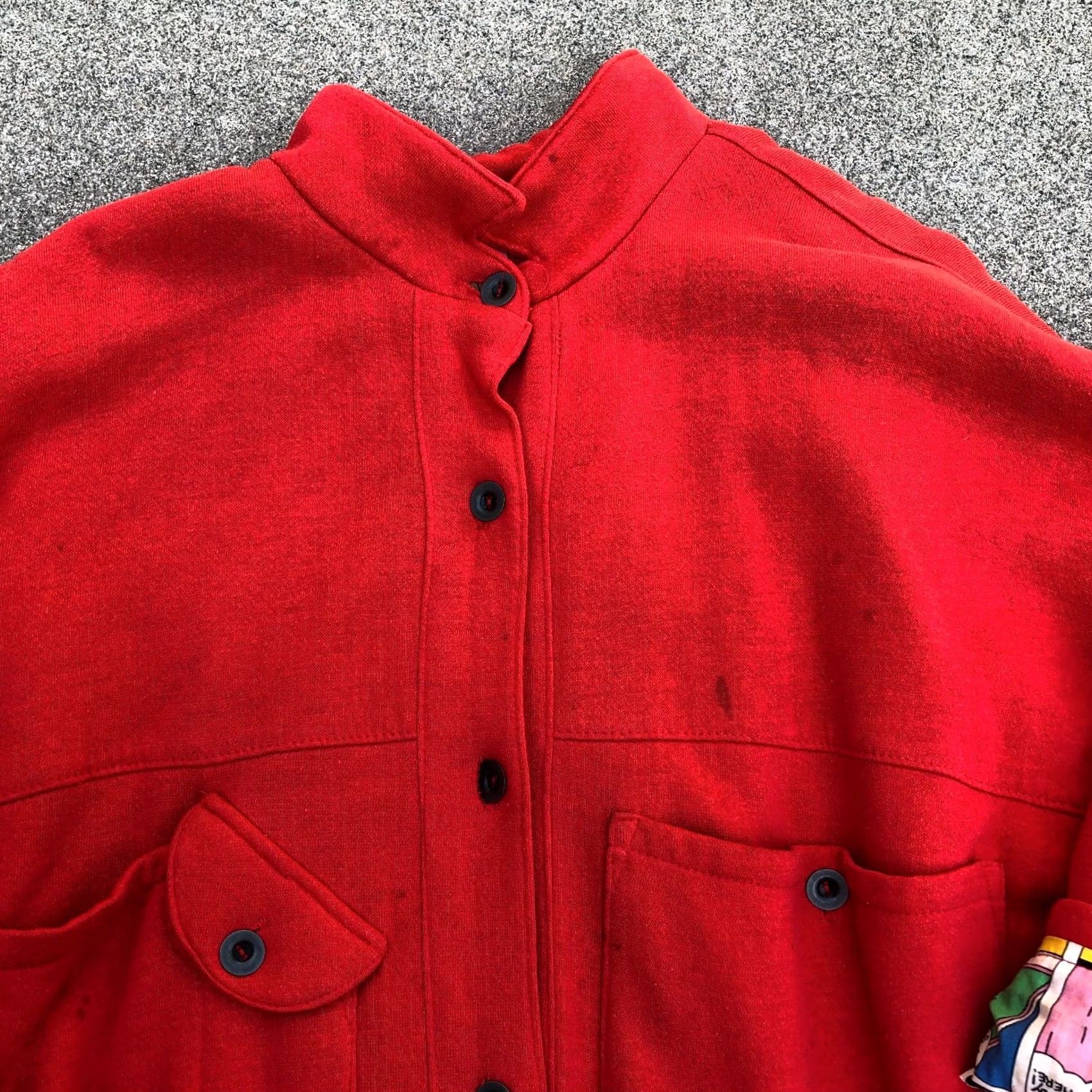 Bebe VINTAGE BEBE FURRRINA Long Jacket Coat Womens XL Red Comic Strip Lined 80s Size XL / US 12-14 / IT 48-50 - 2 Thumbnail