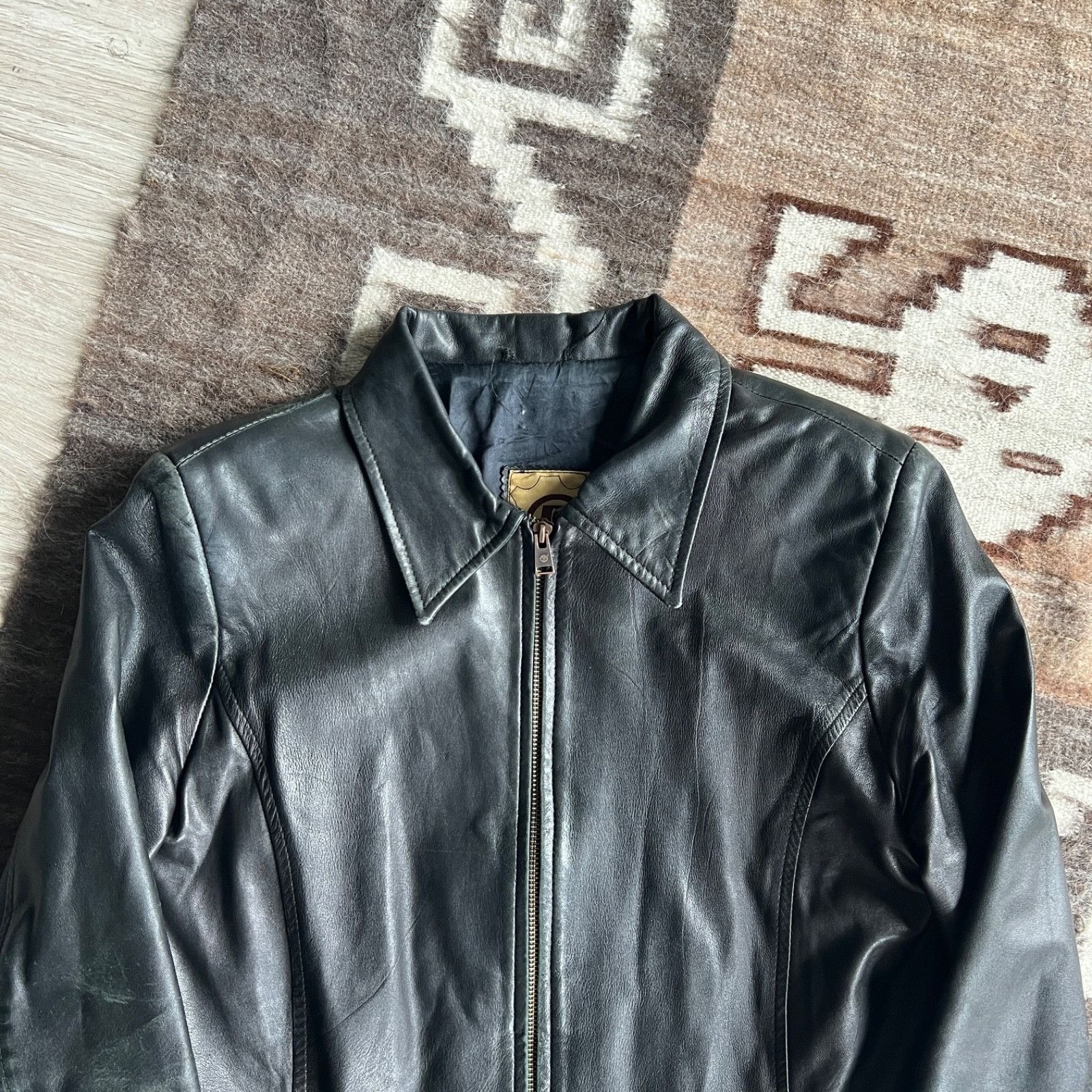 Genuine Leather Vintage French European Leather Minimalist Jacket 9908AC Size L / US 10 / IT 46 - 5 Thumbnail