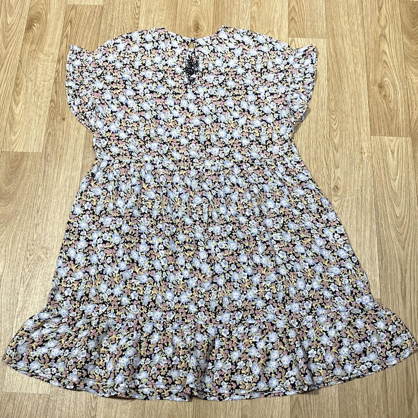 Vintage VINTAGE Oasis Smock Dress UK 12 Embellished Floral Print In Lavender Bnwt Women’s Size XL / US 12-14 / IT 48-50 - 4 Thumbnail