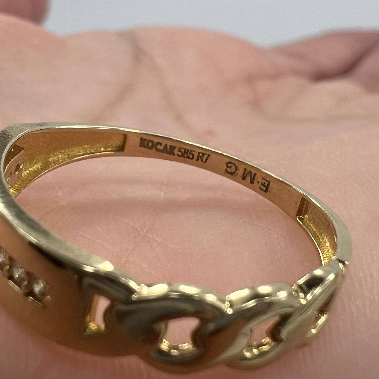 Other New 14K Solid Gold Ring 1.6g – Chain Link and Stone Band Size ONE SIZE - 2 Thumbnail