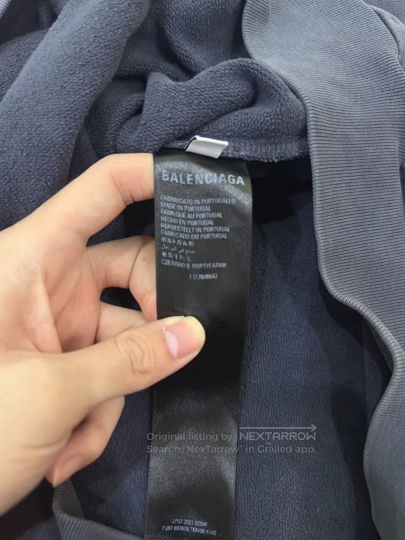 Balenciaga Balenciaga Wheat Ear Ice Blue Washed Hooded Sweatshirt Size US S / EU 44-46 / 1 - 4 Thumbnail
