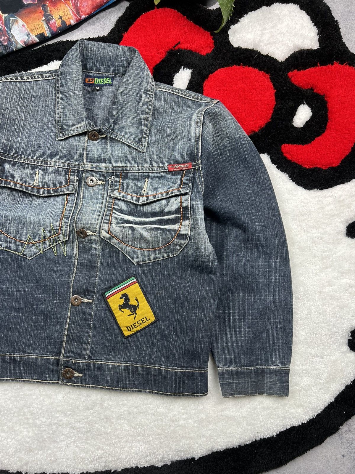 Japanese Brand Vintage Diesel Faded Distressed Racing Denim Y2K Jacket Size S / US 4 / IT 40 - 3 Thumbnail