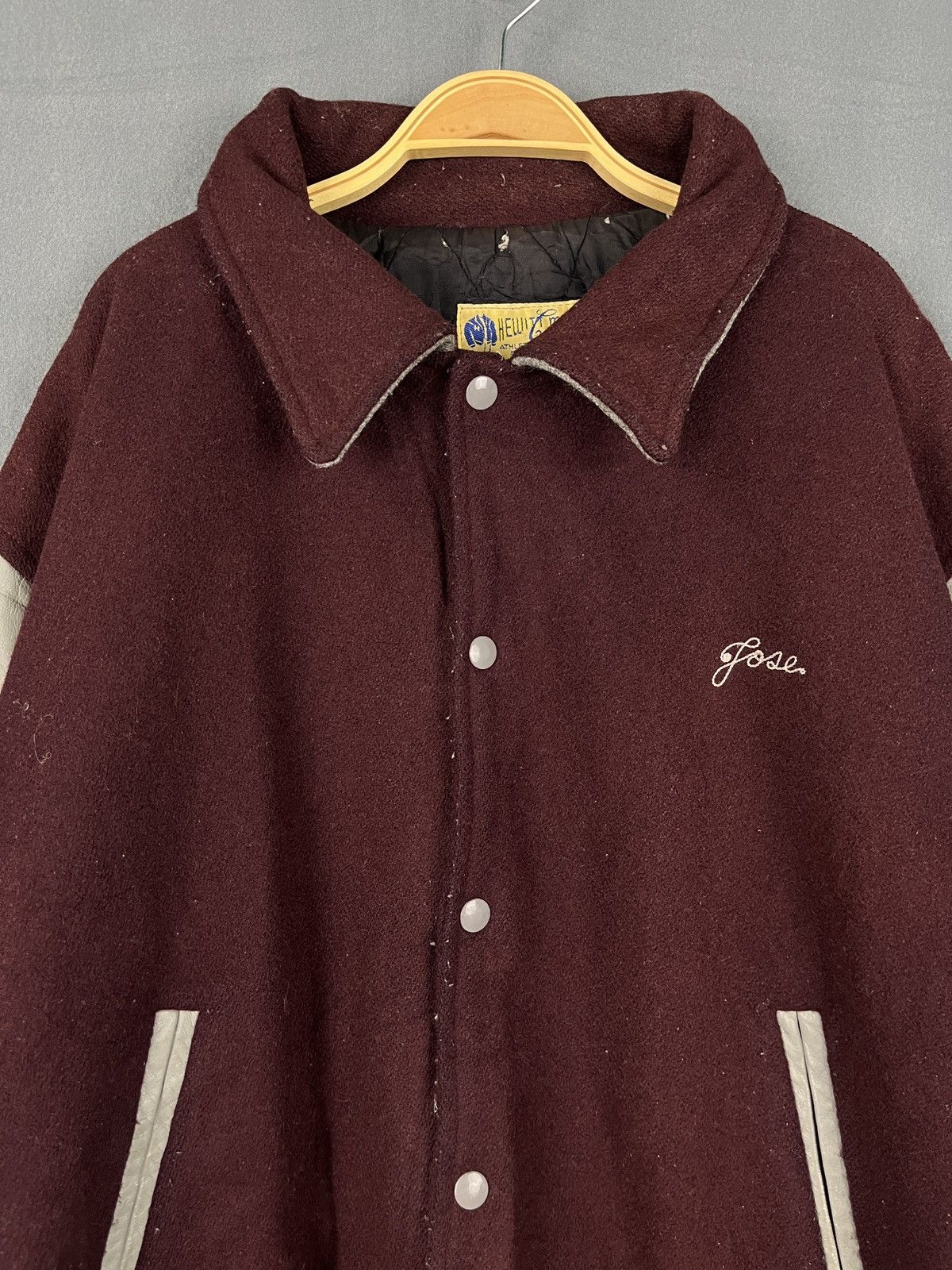 Vintage Vintage Wool Leather Varsity Jacket Clifton Basketball Size US L / EU 52-54 / 3 - 3 Thumbnail