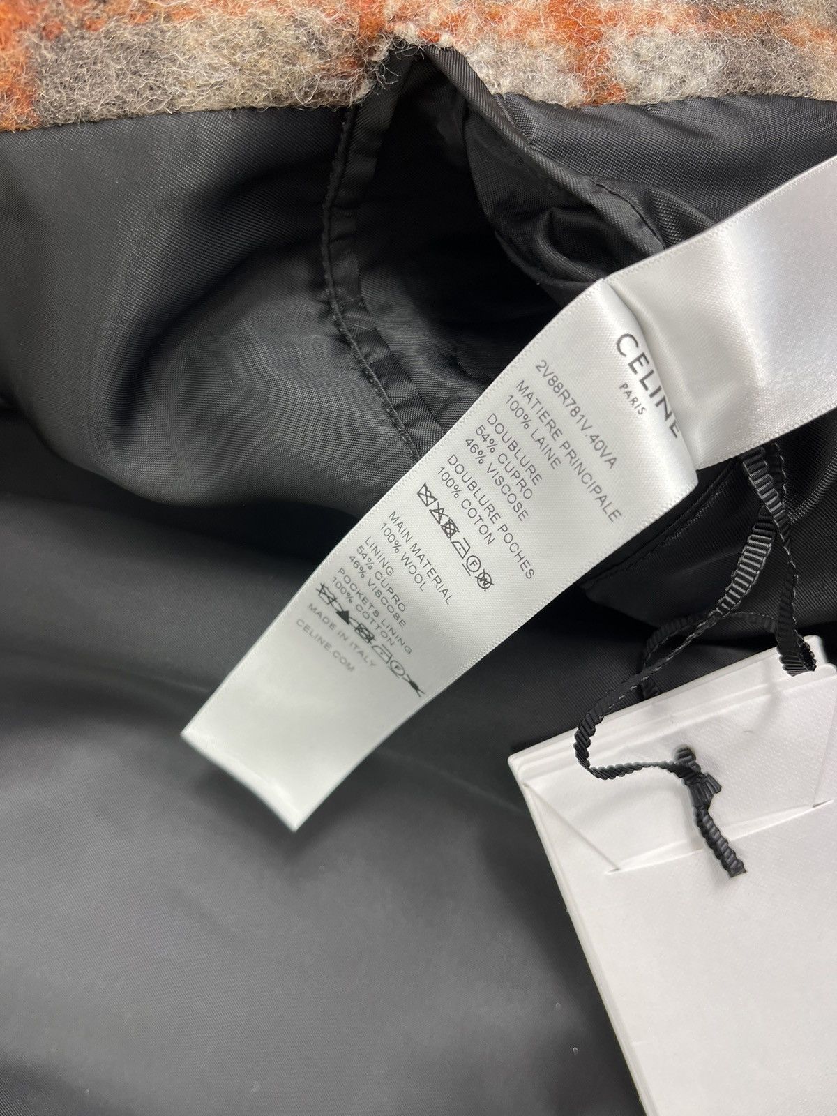 Celine × Hedi Slimane Logo Embroidered Checked Wool Jacket Size US XL / EU 56 / 4 - 12 Thumbnail