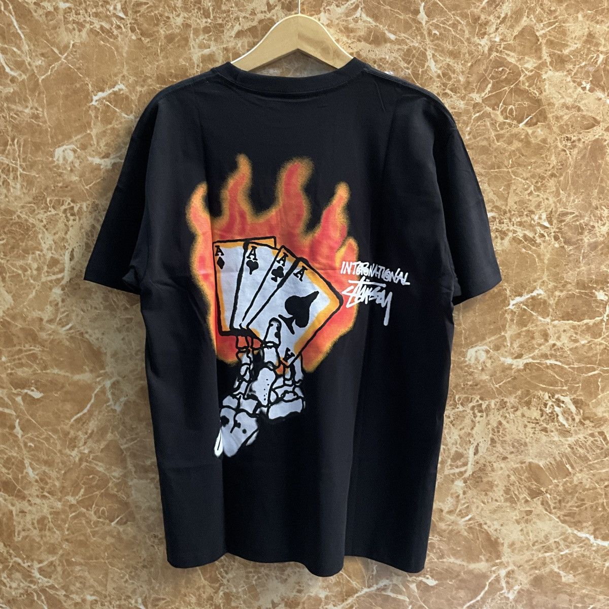 Streetwear × Stussy Stussy Logo Tee Card Black L | Grailed