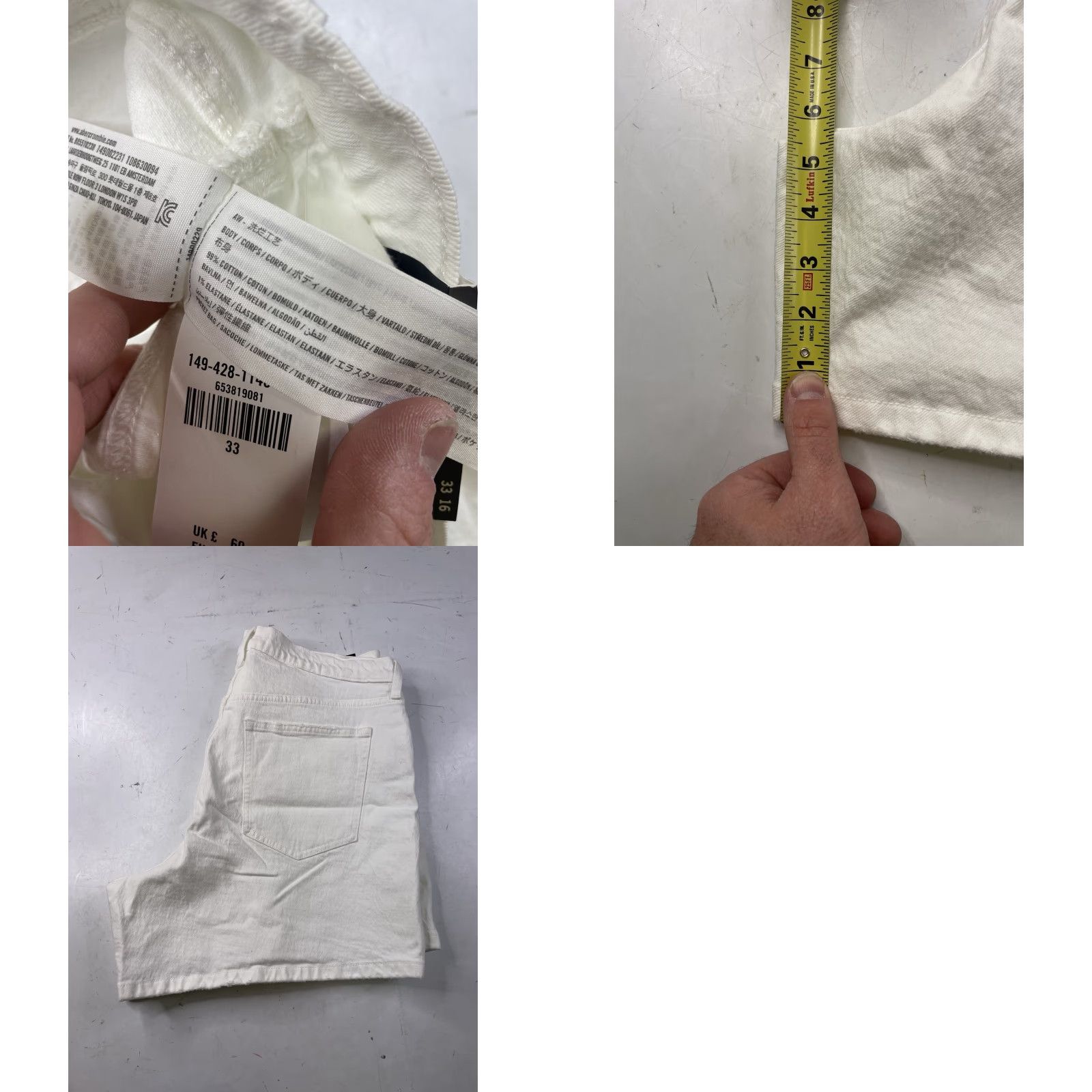 Abercrombie & Fitch Abercrombie & Fitch NWT Women's Curve Love High-Rise Dad Shorts 33 16 White Denim 5-Pocket 90s Style Vintage Dad Womens Shorts Size 24" / US 00 / IT 34 - 8 Thumbnail