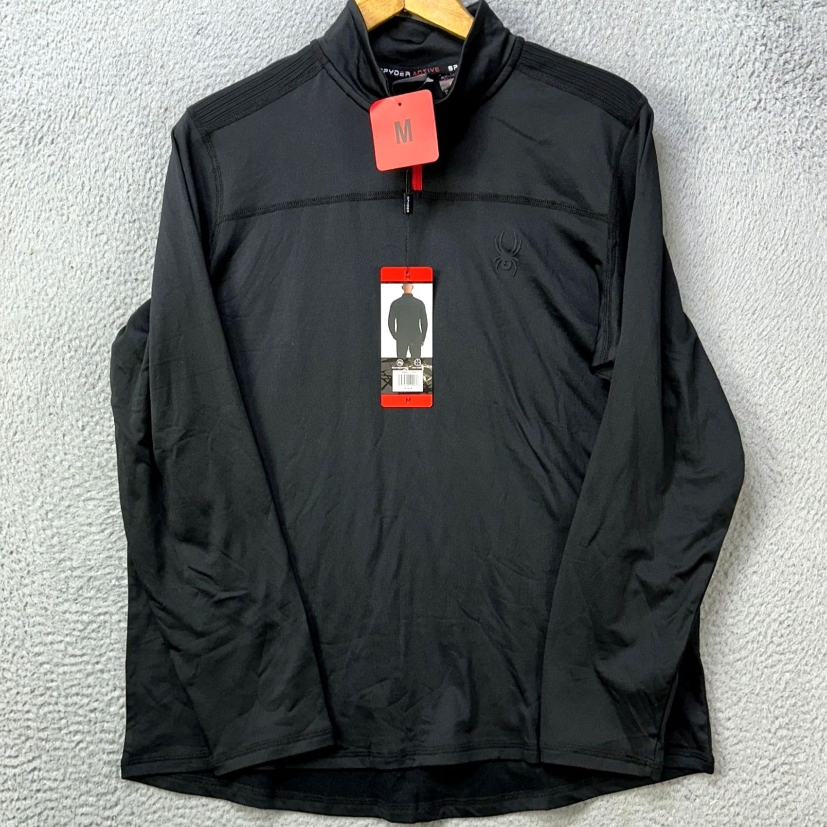 Spyder Spyder Active Mens Shirt Pullover Black 1/4 Zip Mock Neck Long Sleeve Athletic Moisture Wicking Size US M / EU 48-50 / 2 - 2 Thumbnail
