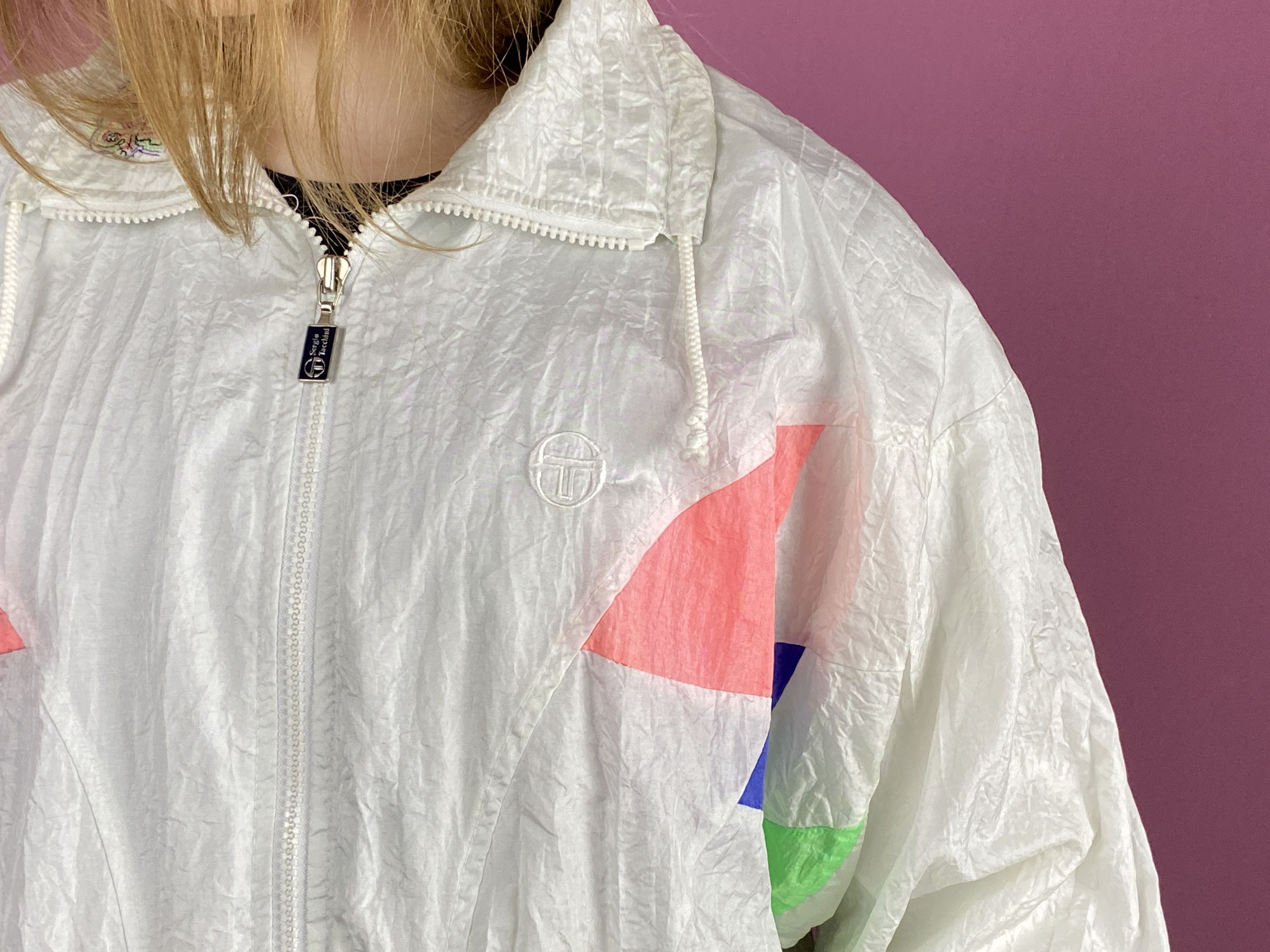 Sergio Tacchini × Vintage 90s Sergio Tacchini Women's Windbreaker Jacket - L Size L / US 10 / IT 46 - 5 Thumbnail