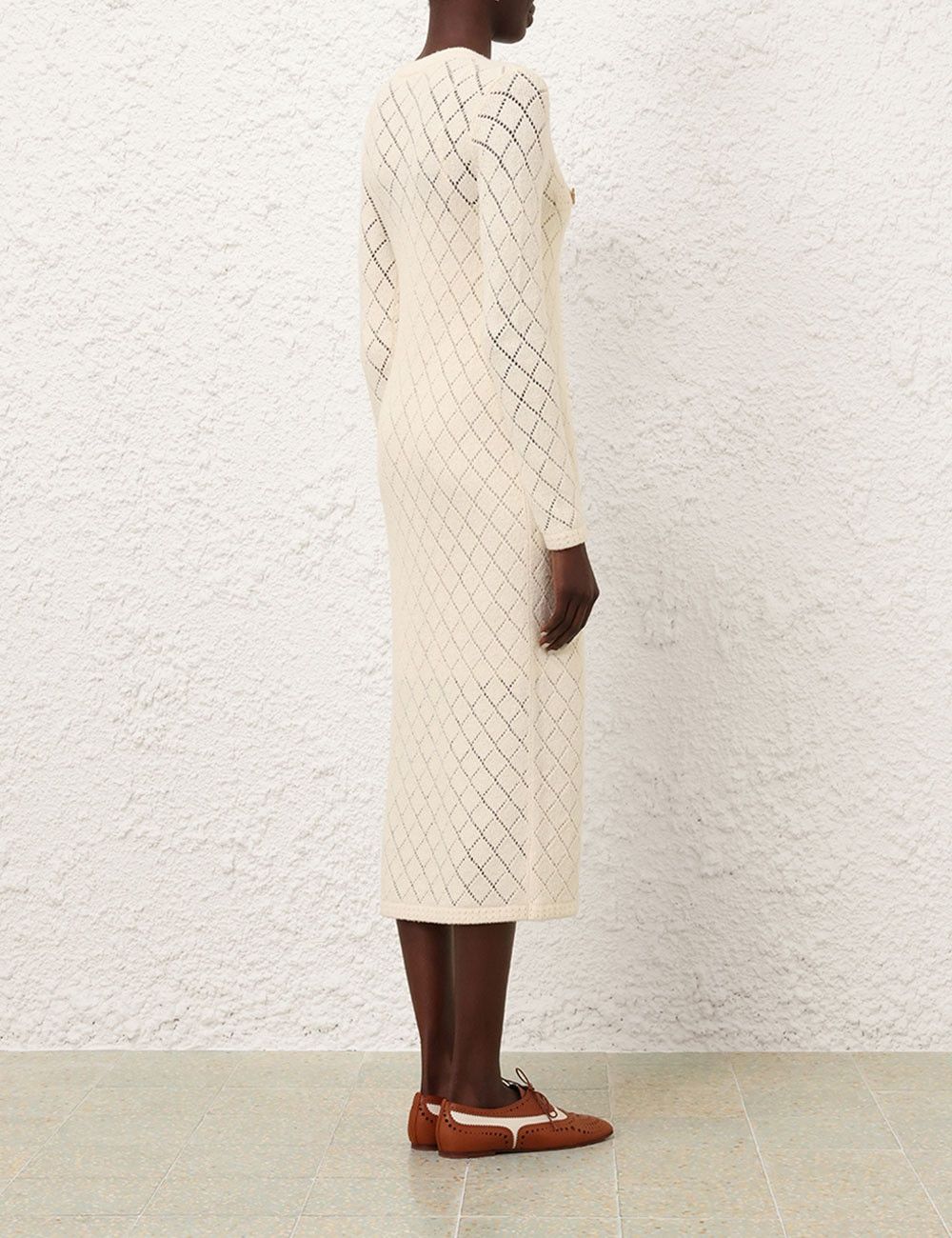 Zimmermann oc11z1025 Crush Pointelle Midi Dress in Cream Size S / US 4 / IT 40 - 4 Thumbnail