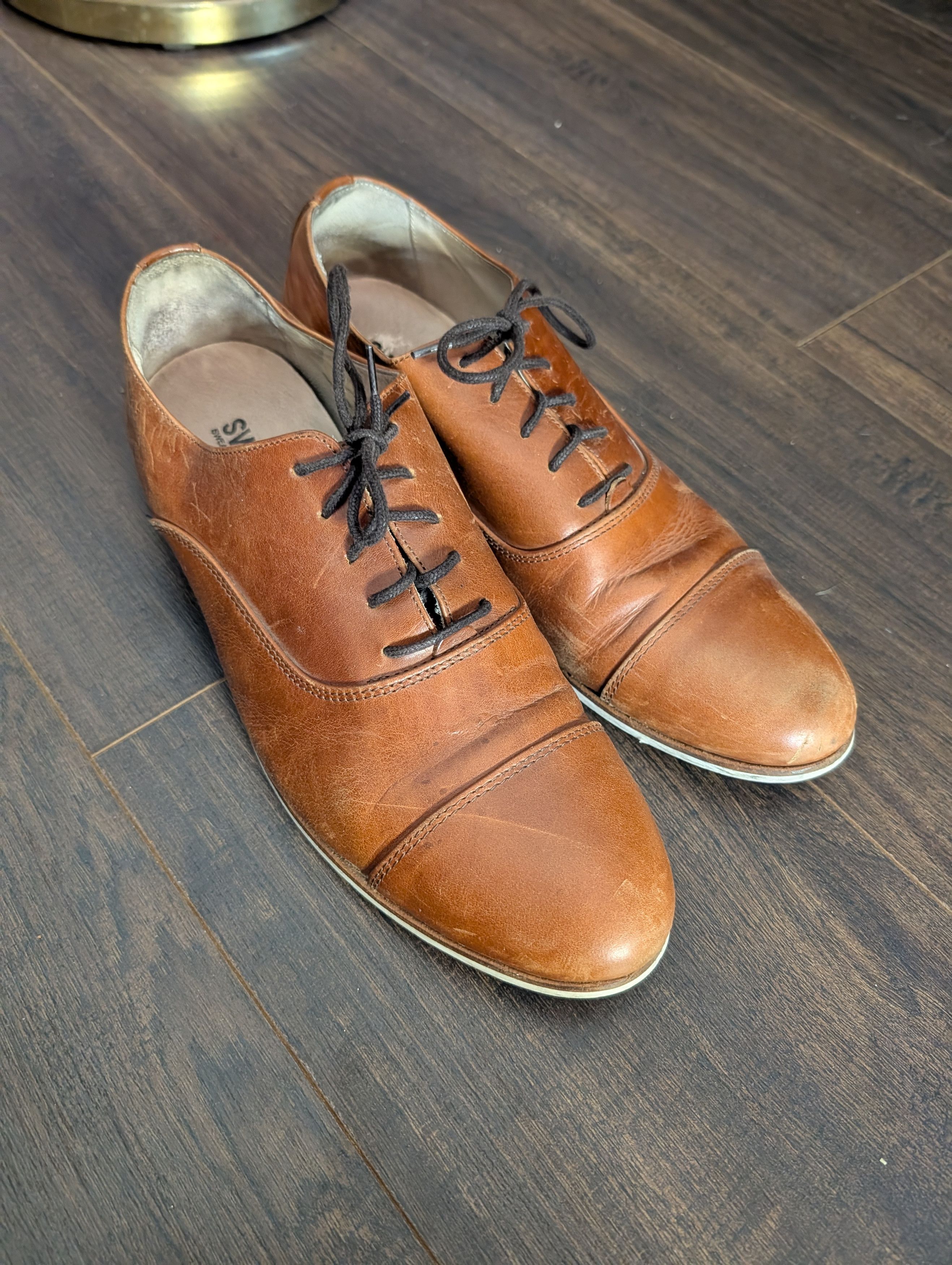 SWEAR London Tan brown soft leather capped toe oxford shoes 45 Size US 12 / EU 45 - 2 Thumbnail