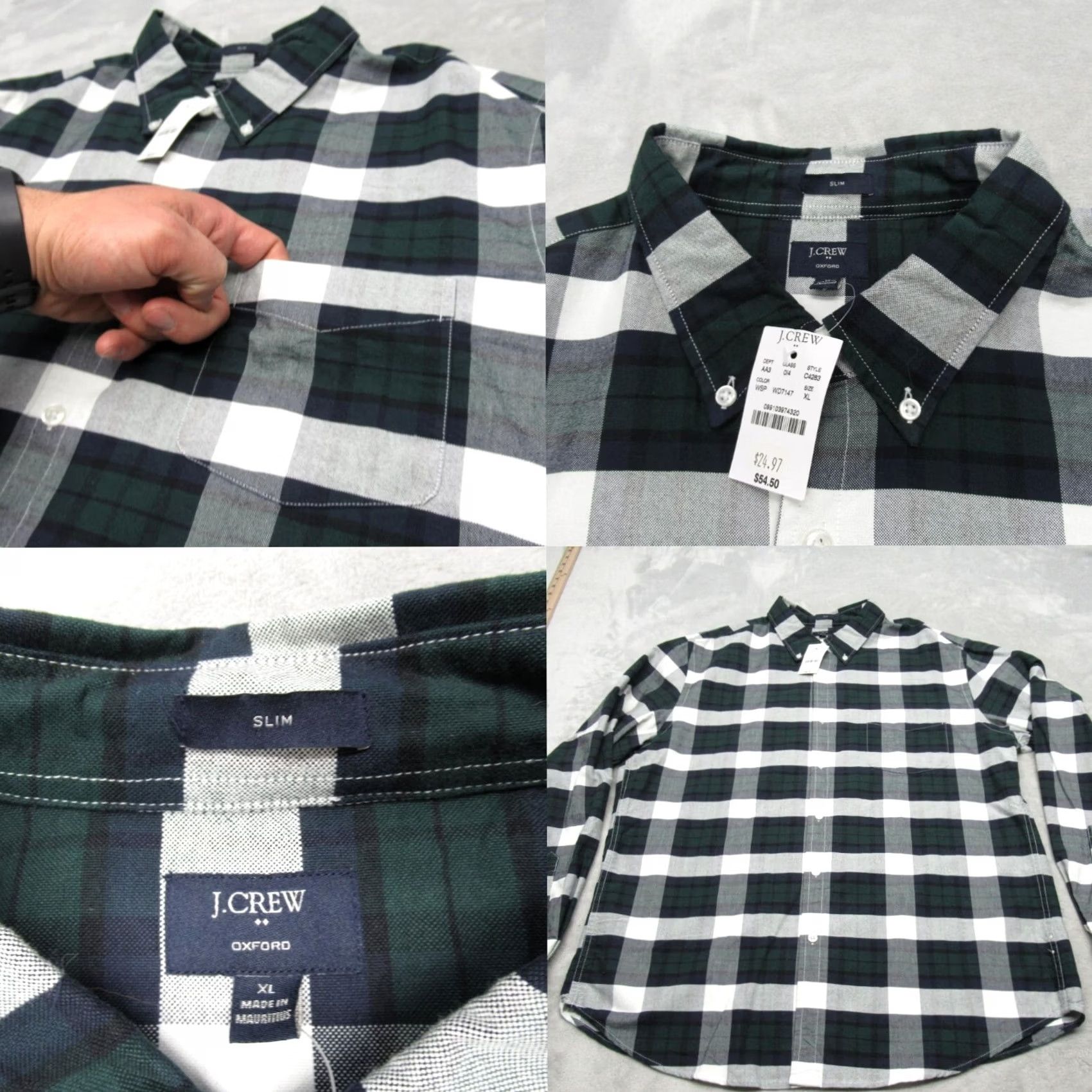 J.Crew J.CREW Oxford Shirt Mens XL Black Slim Long Sleeve Button-Down Casual Workwear Plaid Cotton XS? Size US XL / EU 56 / 4 - 2 Thumbnail