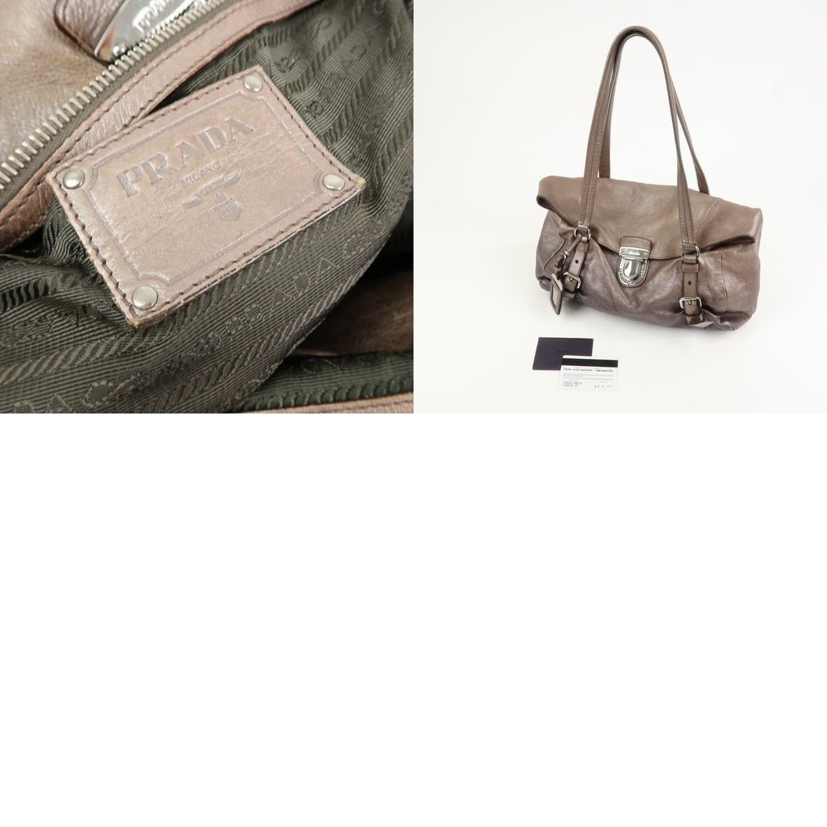 Prada Prada Logo Calfskin Shoulder Bag Metallic Brown Size ONE SIZE - 8 Thumbnail
