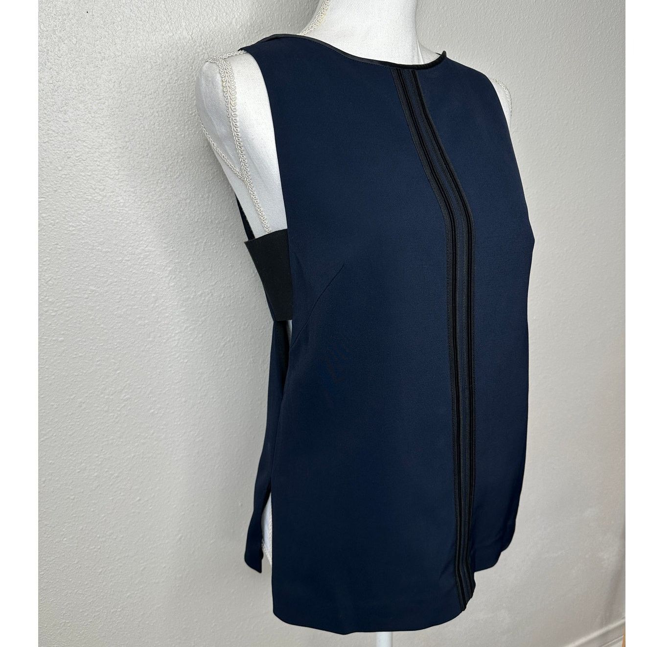 Rag & Bone rag & bone Navy Black High Neck Satin Zip Tank Sleeveless S Size S / US 4 / IT 40 - 2 Thumbnail