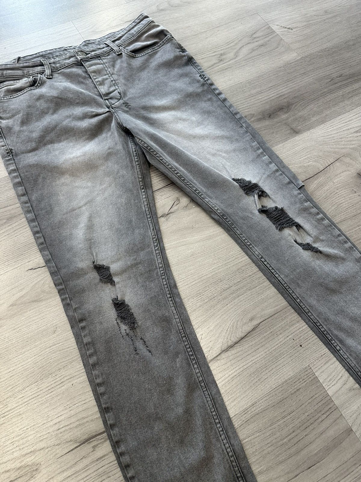 Ksubi Ksubi Distressed Grey Denim Size US 33 - 2 Thumbnail