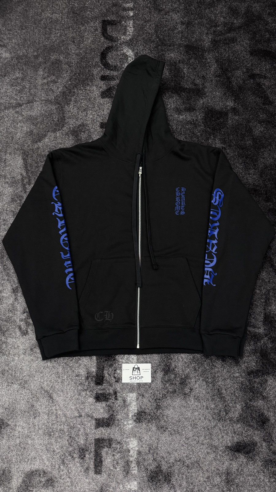 BRAND NEW CHROME HEARTS THERMAL BLUE VERTICAL LOGO ZIP