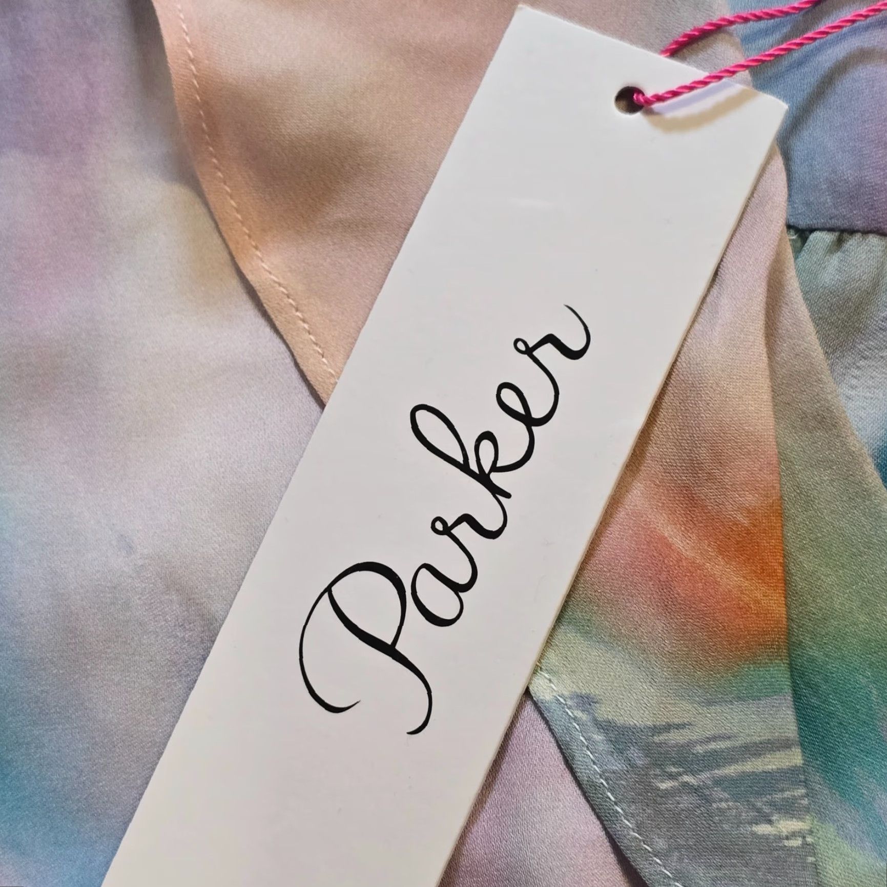Parker Parker Top Womens XXS Pink Blue Watercolor Silk V Neck Peplum Blouse Shirt Blouse Womens Size XXS / US 00 / IT 34 - 4 Thumbnail