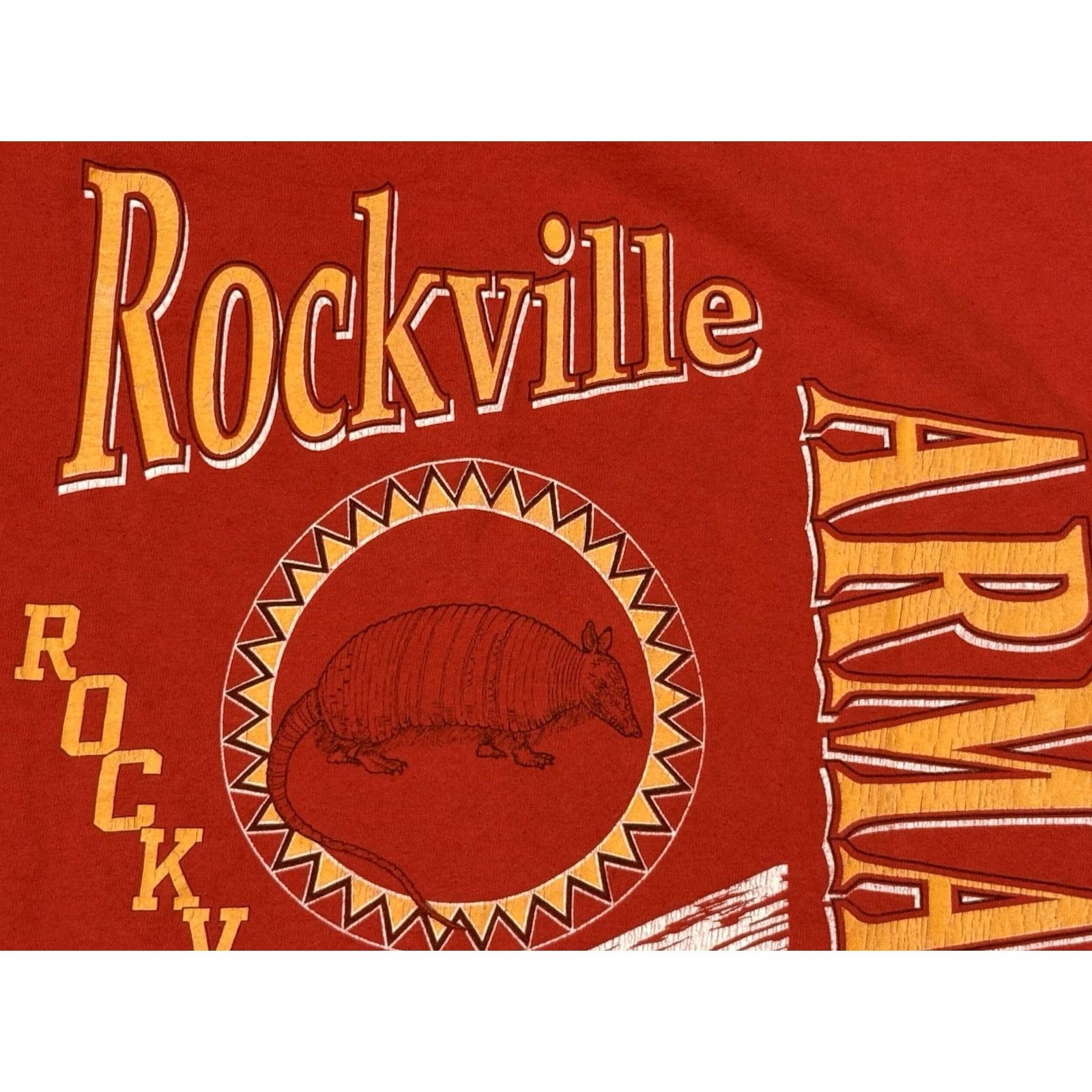 Fruit Of The Loom VINTAGE Rockville High School Armadillos Shirt M Red 90s FOTL Cotton Graphic Print Crew Neck Unisex Adults Size US M / EU 48-50 / 2 - 6 Thumbnail