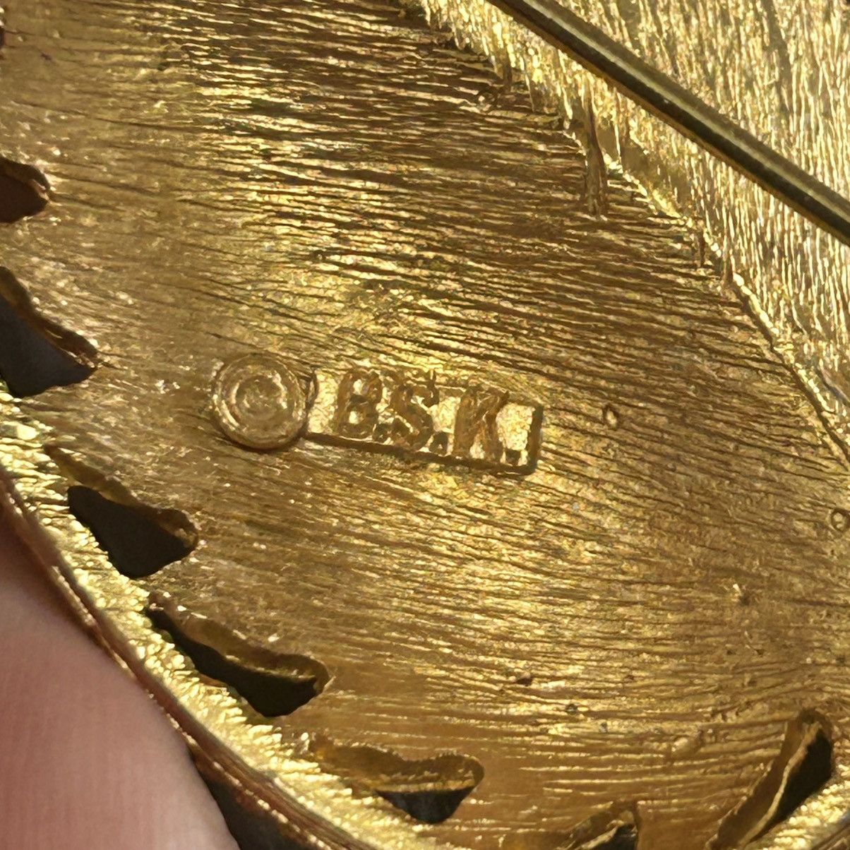 Vintage Vintage 60s B.S.K. gold di-cut textured leaf brooch Size ONE SIZE - 10 Thumbnail