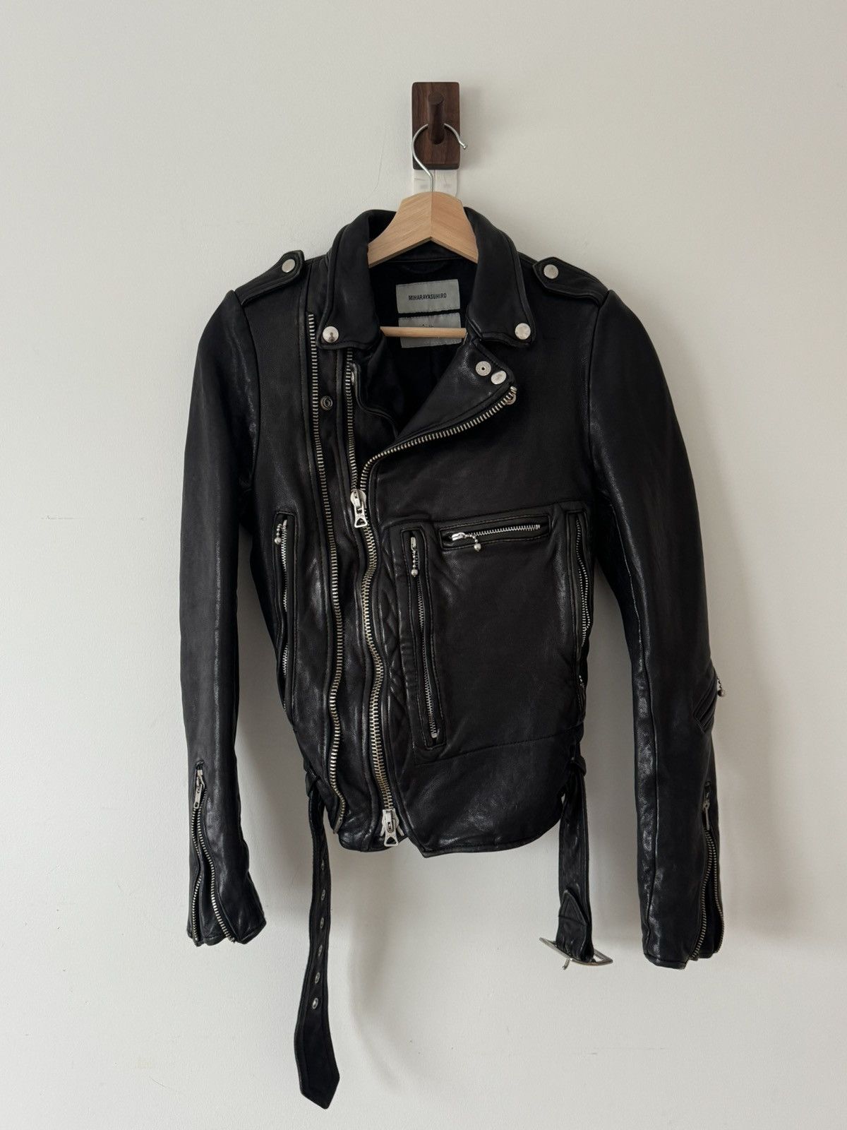 Maison MIHARA YASUHIRO Women Leather Biker Jacket Size XS / US 0-2 / IT 36-38 - 2 Thumbnail