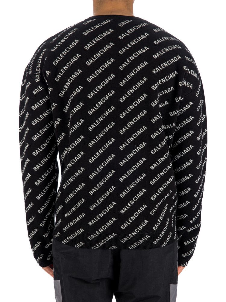 Balenciaga o1mt1gz0924 Mini Allover Logo Sweater in Black/White Size US S / EU 44-46 / 1 - 5 Thumbnail