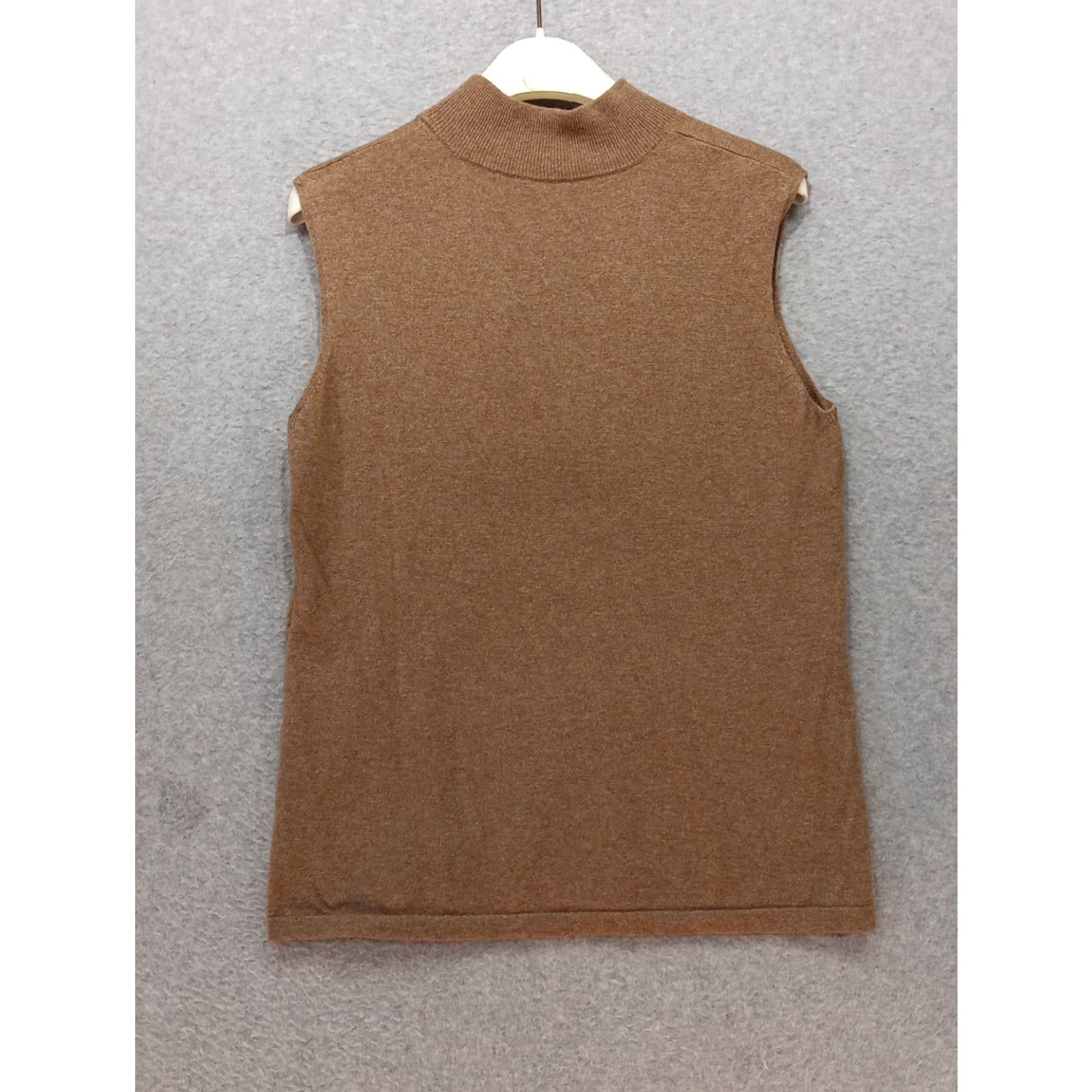 Escada VINTAGE Escada Blouse 42 Brown Sleeveless Silk Wool Cashmere Dressy Elegant Mock Neck Pullover Women 90s Bohemian City Classic Designer Size M / US 6-8 / IT 42-44 - 5 Thumbnail
