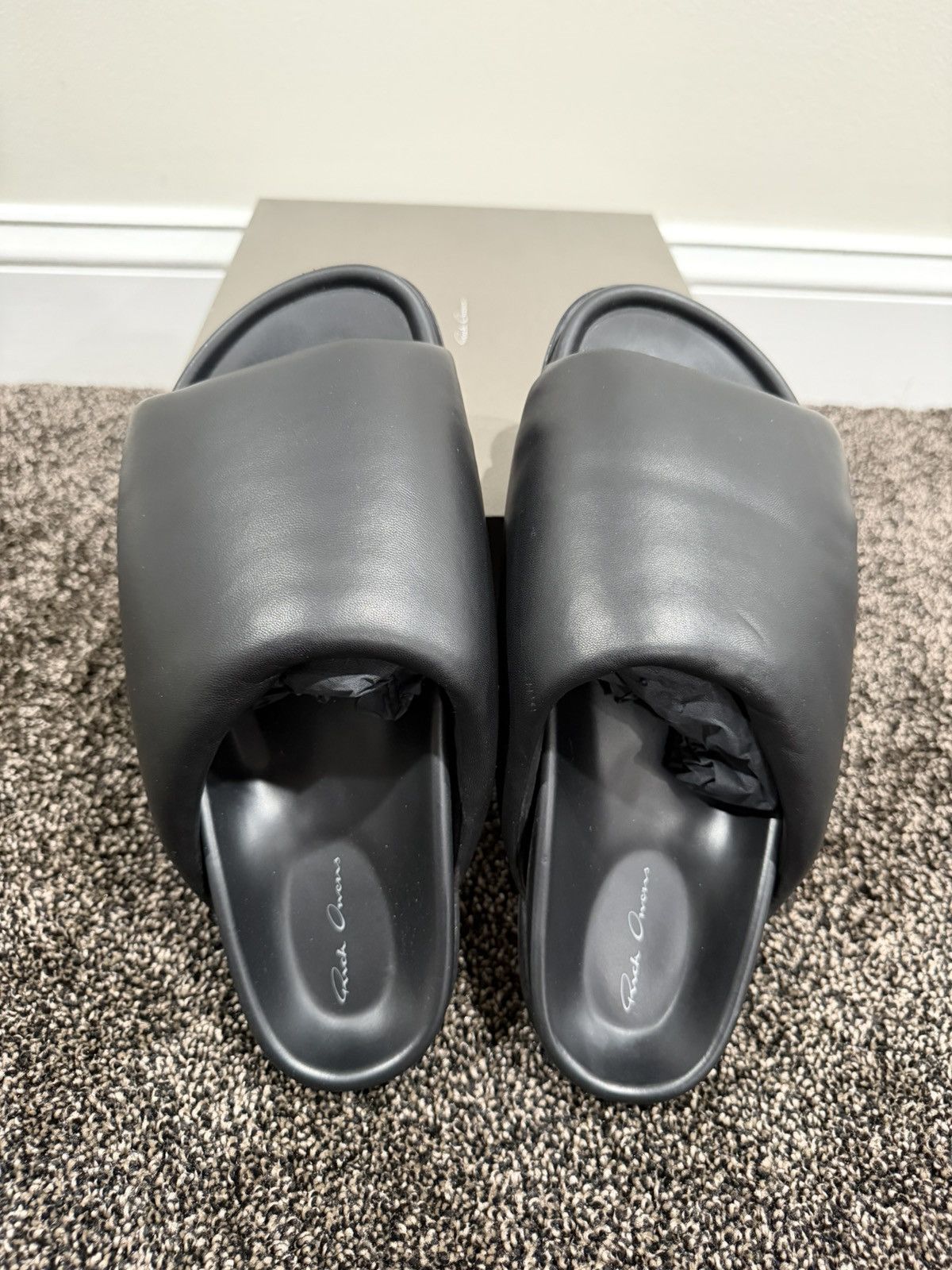 Rick Owens Rick Owens Black Leather Padded Granola Slides Slip Ons Size US 9 / EU 42 - 6 Thumbnail