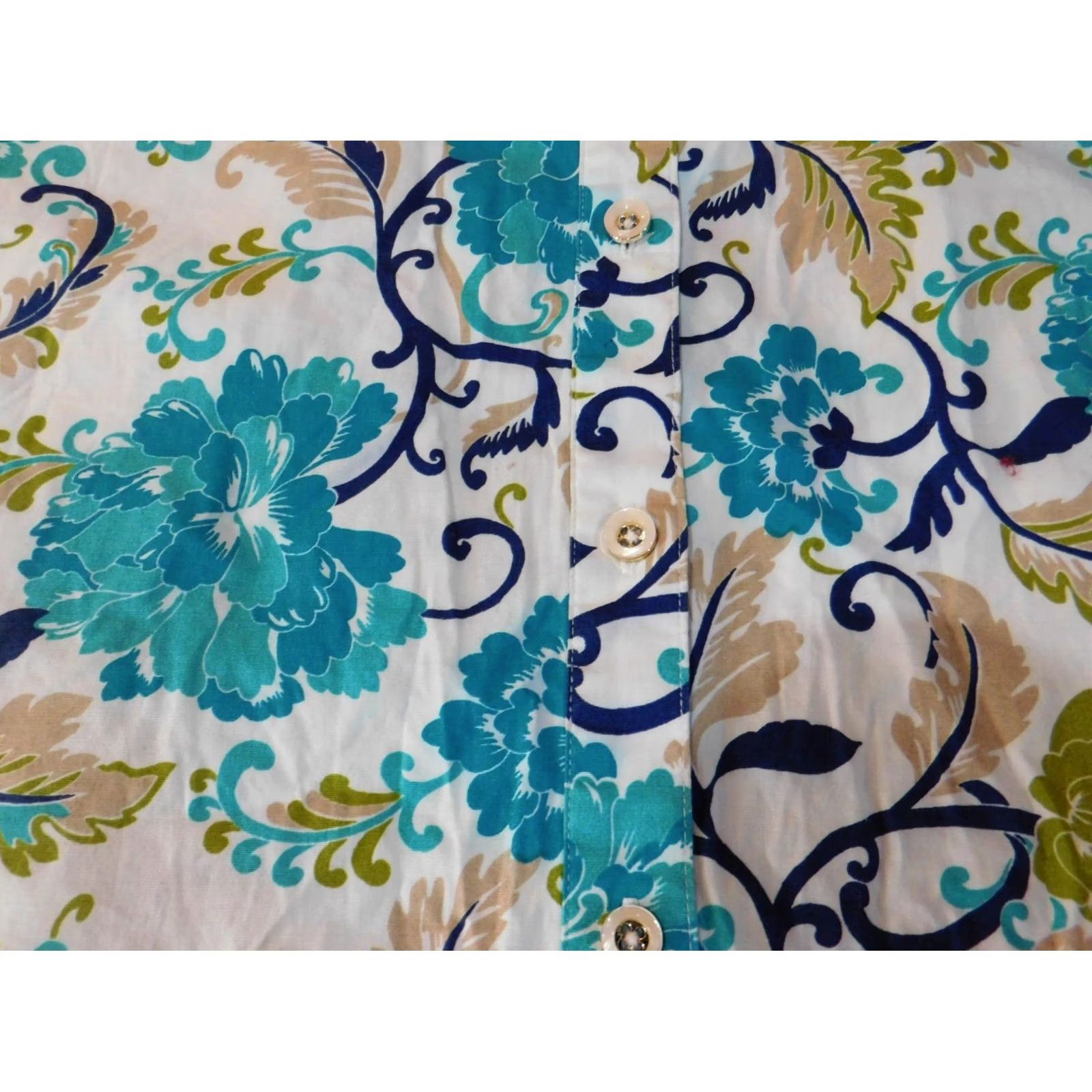 Jones New York Jones New York Button-Up Shirt Women L Blue Floral Stretch Casual Size L / US 10 / IT 46 - 4 Thumbnail