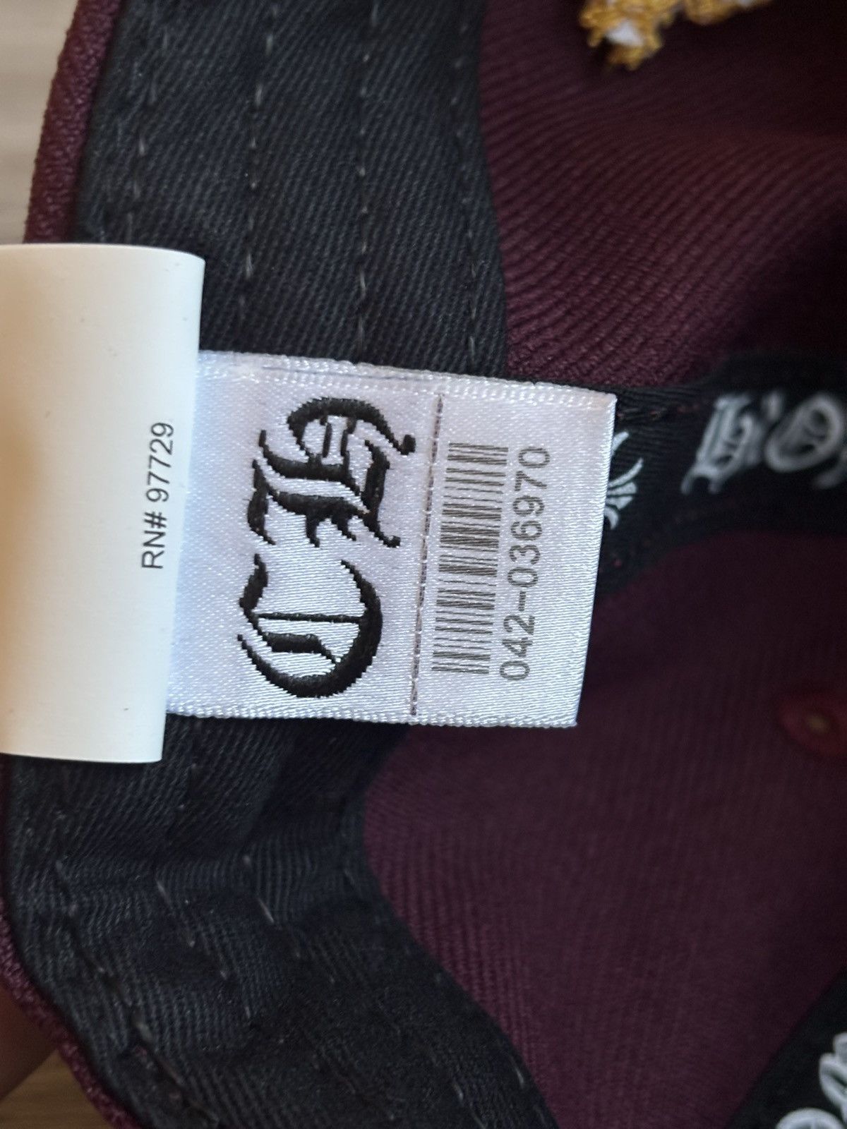 Chrome Hearts Chrome Hearts CH Baseball Cap Burgundy/Gold Snapback Hat Size ONE SIZE - 9 Thumbnail