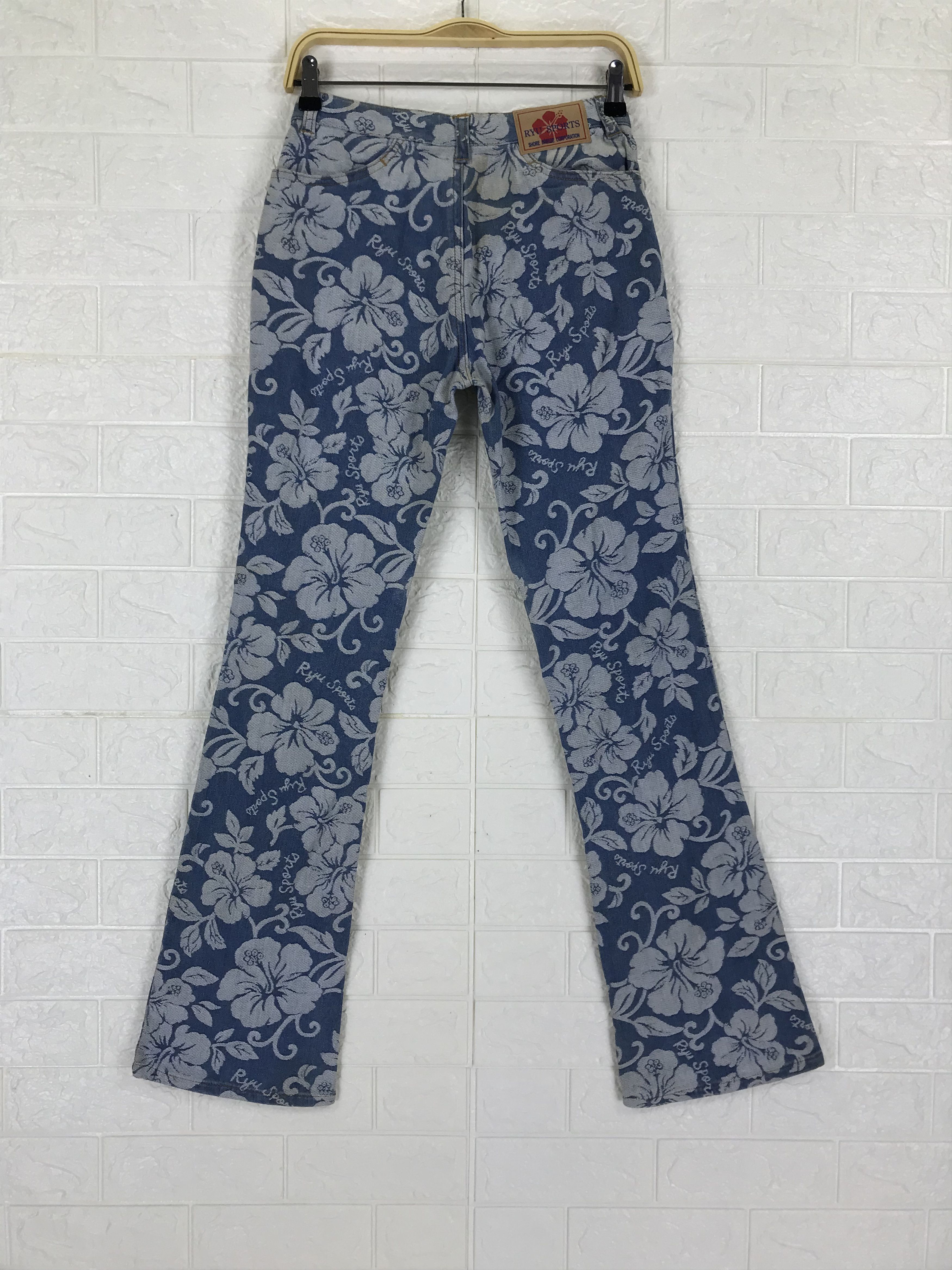 Hysteric Glamour Vintage Japanese Ryu Full Printed Floral Flare Jeans Size 27" / US 4 / IT 40 - 5 Thumbnail