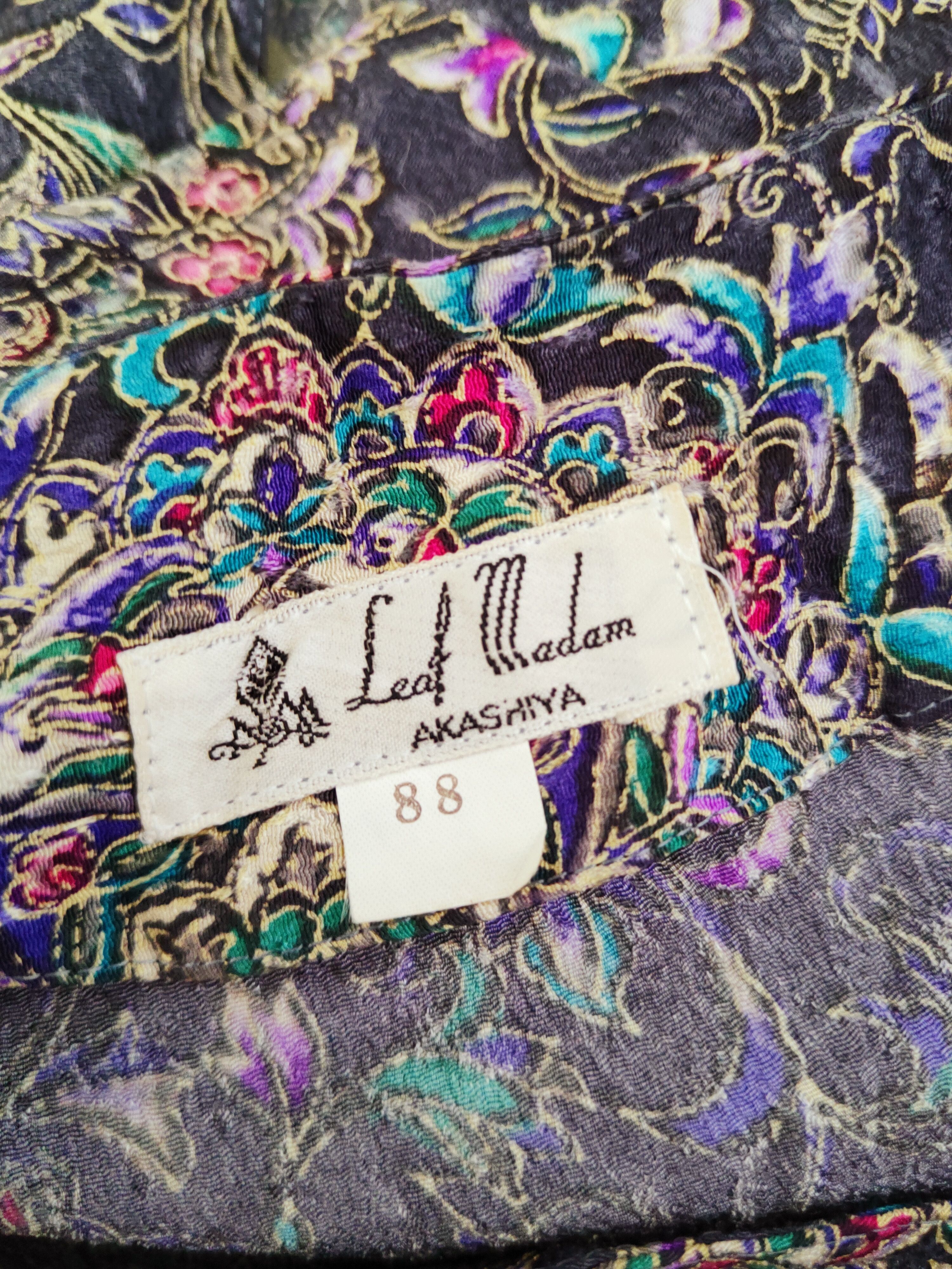 Japanese Brand × Vintage Retro Design 💥 Leaf Madam Dark Gray Flowers Blouses Size M / US 6-8 / IT 42-44 - 11 Thumbnail